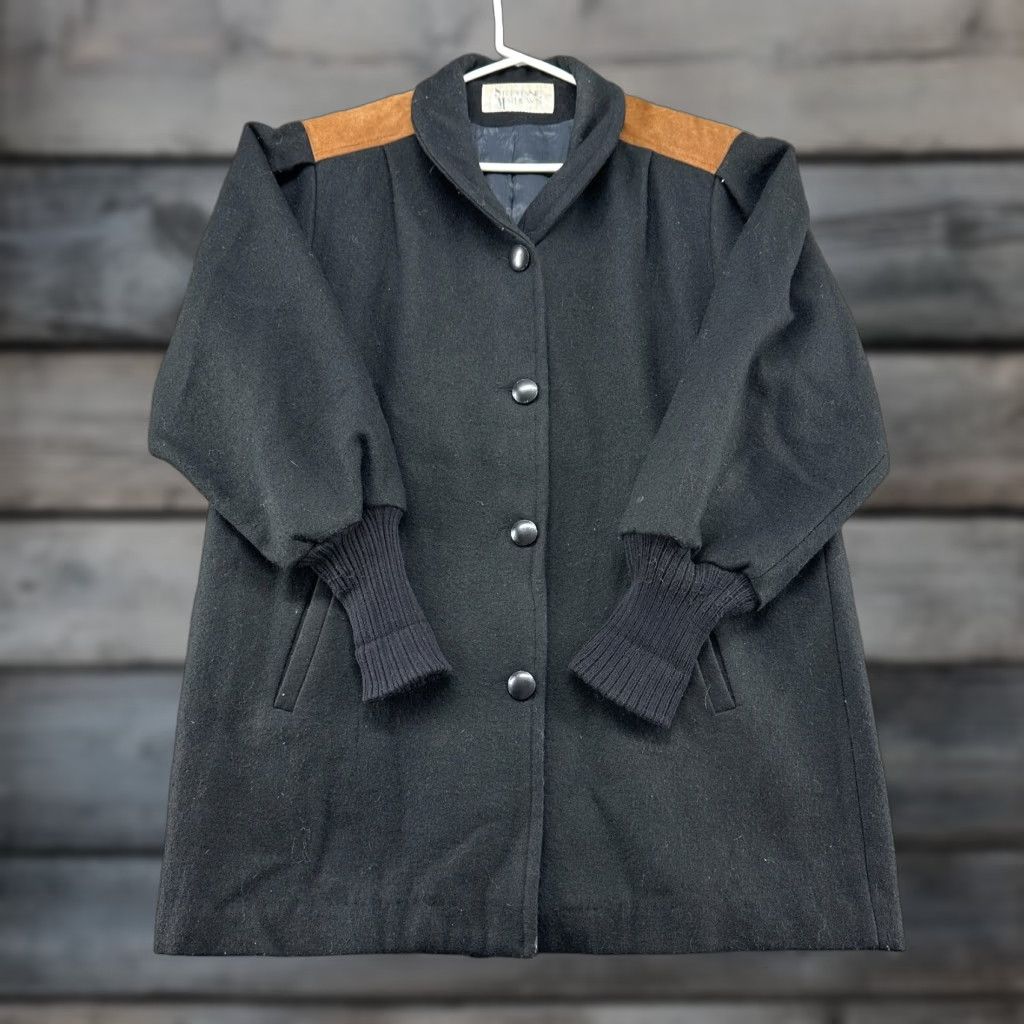 Vintage VINTAGE Stephanie Mathews Coat 14 Black Wool Shawl Collar Long Overcoat 90s Womens Size XL / US 12-14 / IT 48-50 - 1 Thumbnail