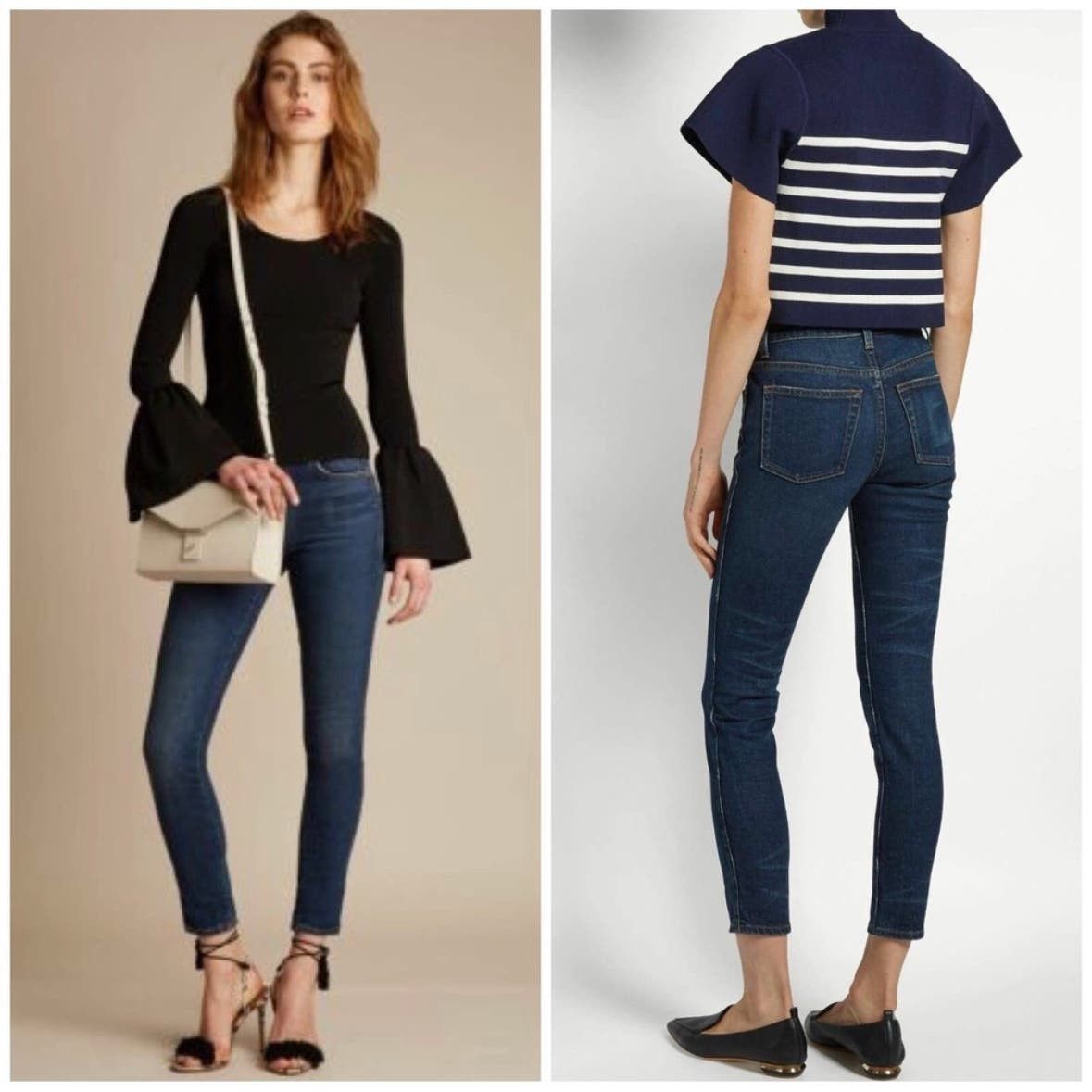 image of Khaite Kassandra Mid Rise Skinny Jean Dark Rinse in Blue, Women's (Size 24)