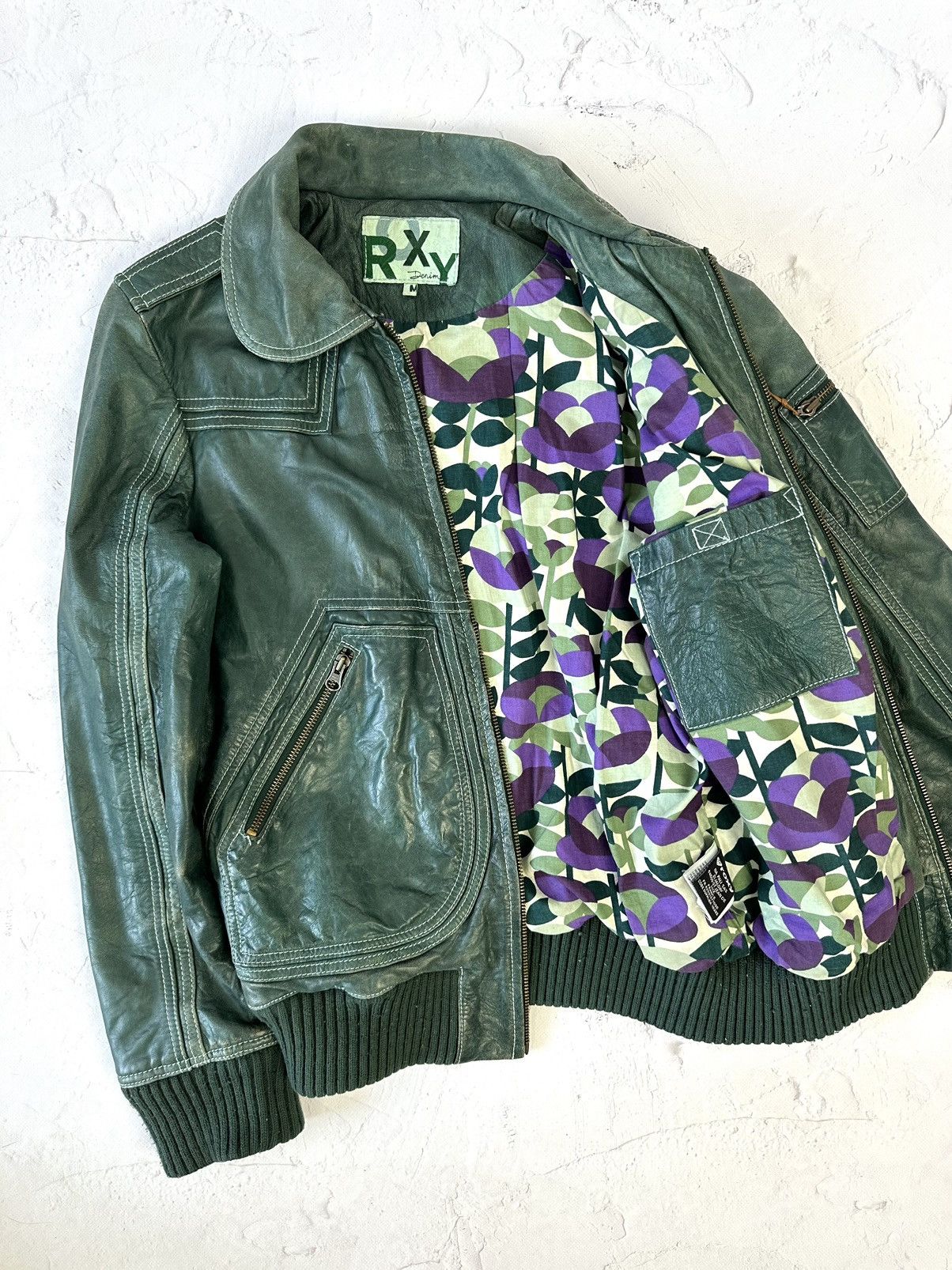 Vintage Vintage Roxy Leather Green Worn Jacket Size M / US 6-8 / IT 42-44 - 8 Thumbnail
