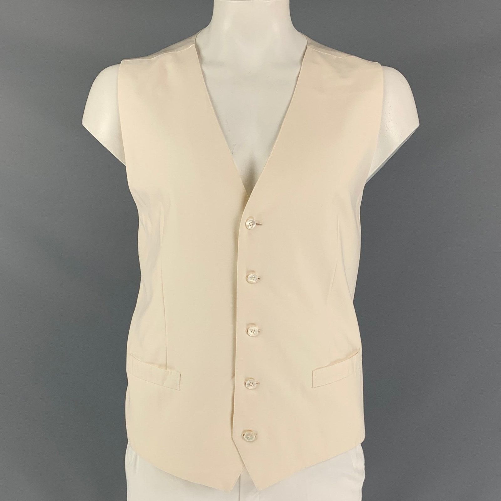Dolce & Gabbana Alta Sartoria Size 48 Off White Wool Buttoned Vest Size 48R - 1 Thumbnail