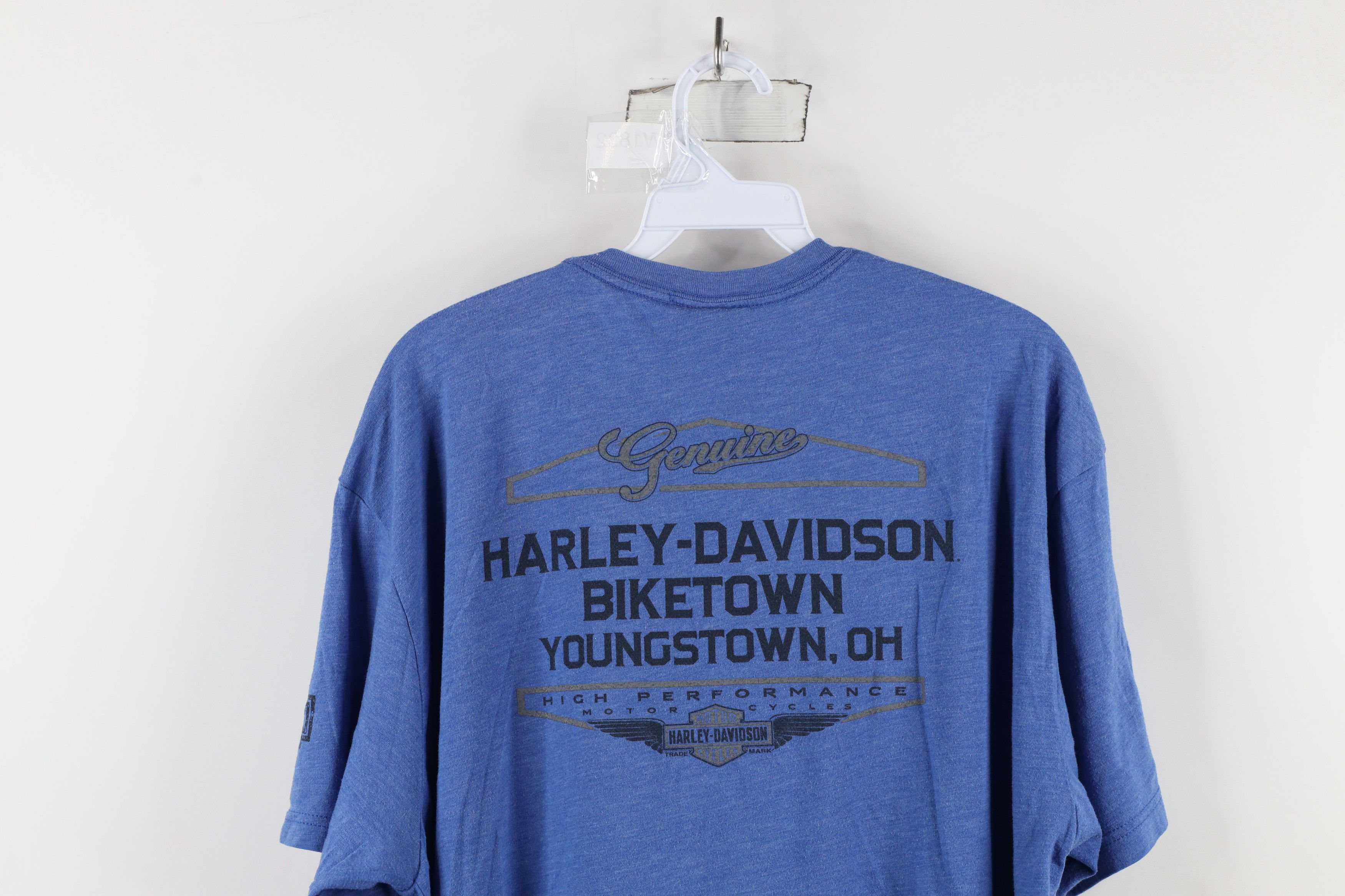 Harley Davidson × Vintage Y2K Harley Davidson Spell Out Big Logo T-Shirt Heather Blue Size US XXL / EU 58 / 5 - 12 Thumbnail