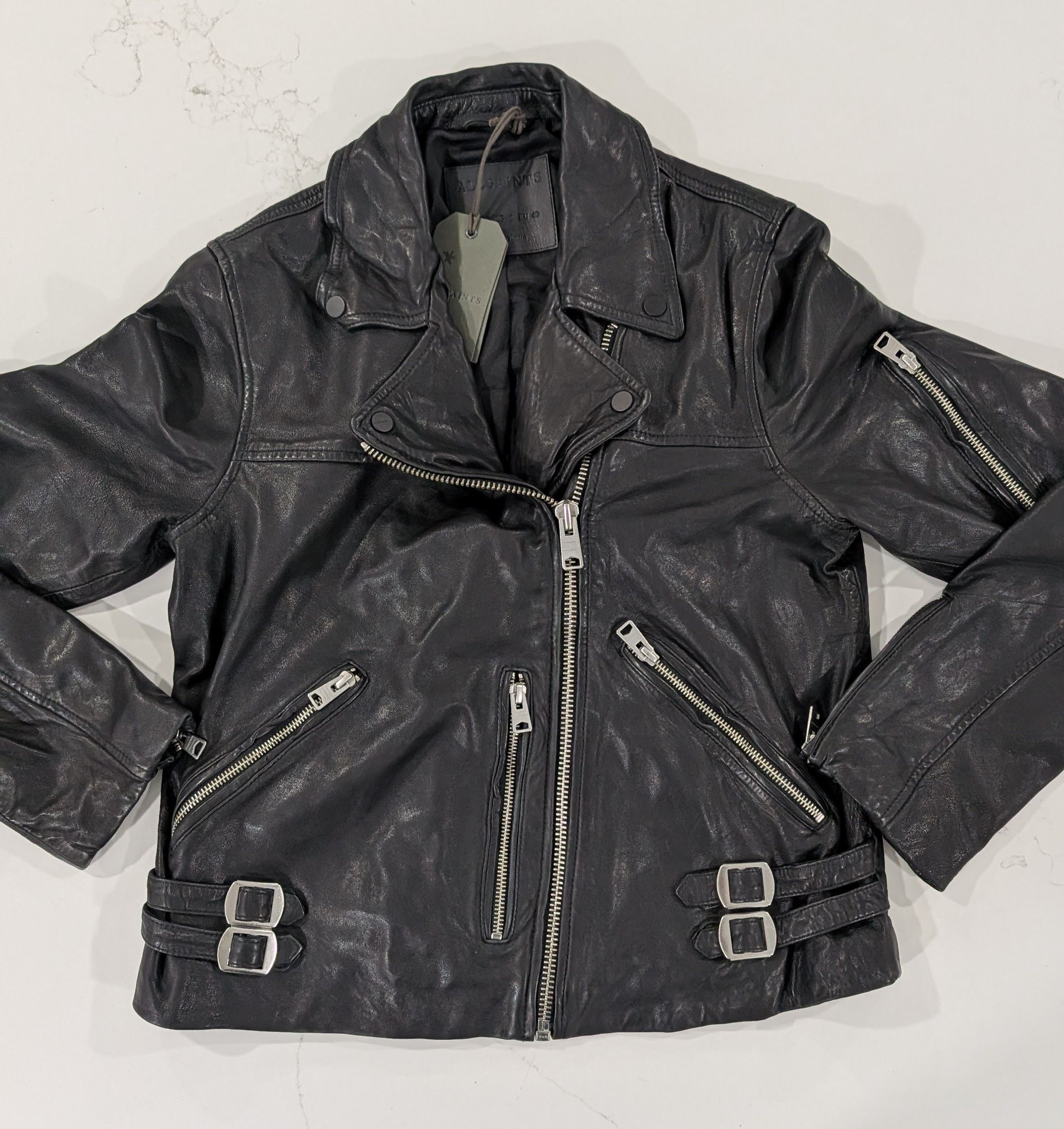 Allsaints ALLSAINTS Prescott Leather Biker Jacket. Size. 8 Size M / US 6-8 / IT 42-44 - 1 Thumbnail