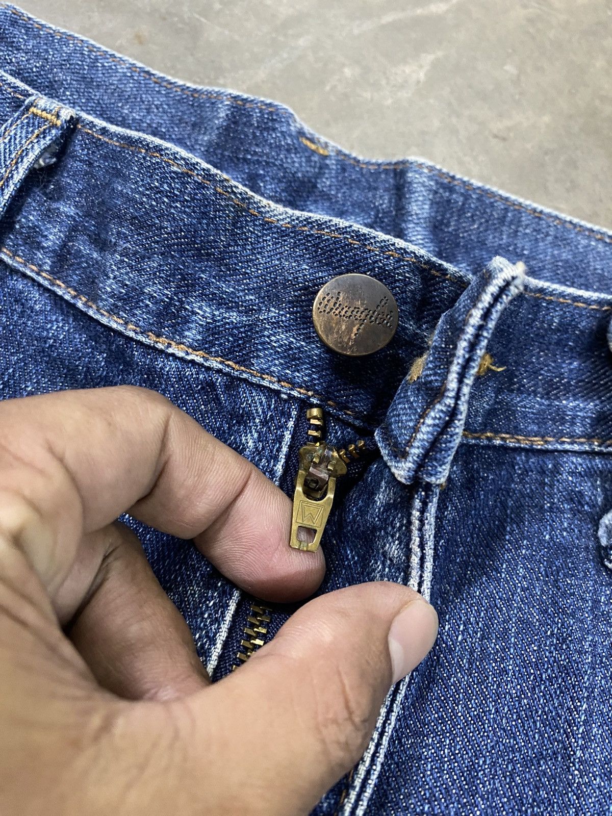 Jean × Vintage × Wrangler Vintage Wrangler Selvedge Washed Blue Distressed @271 Size US 33 - 10 Thumbnail