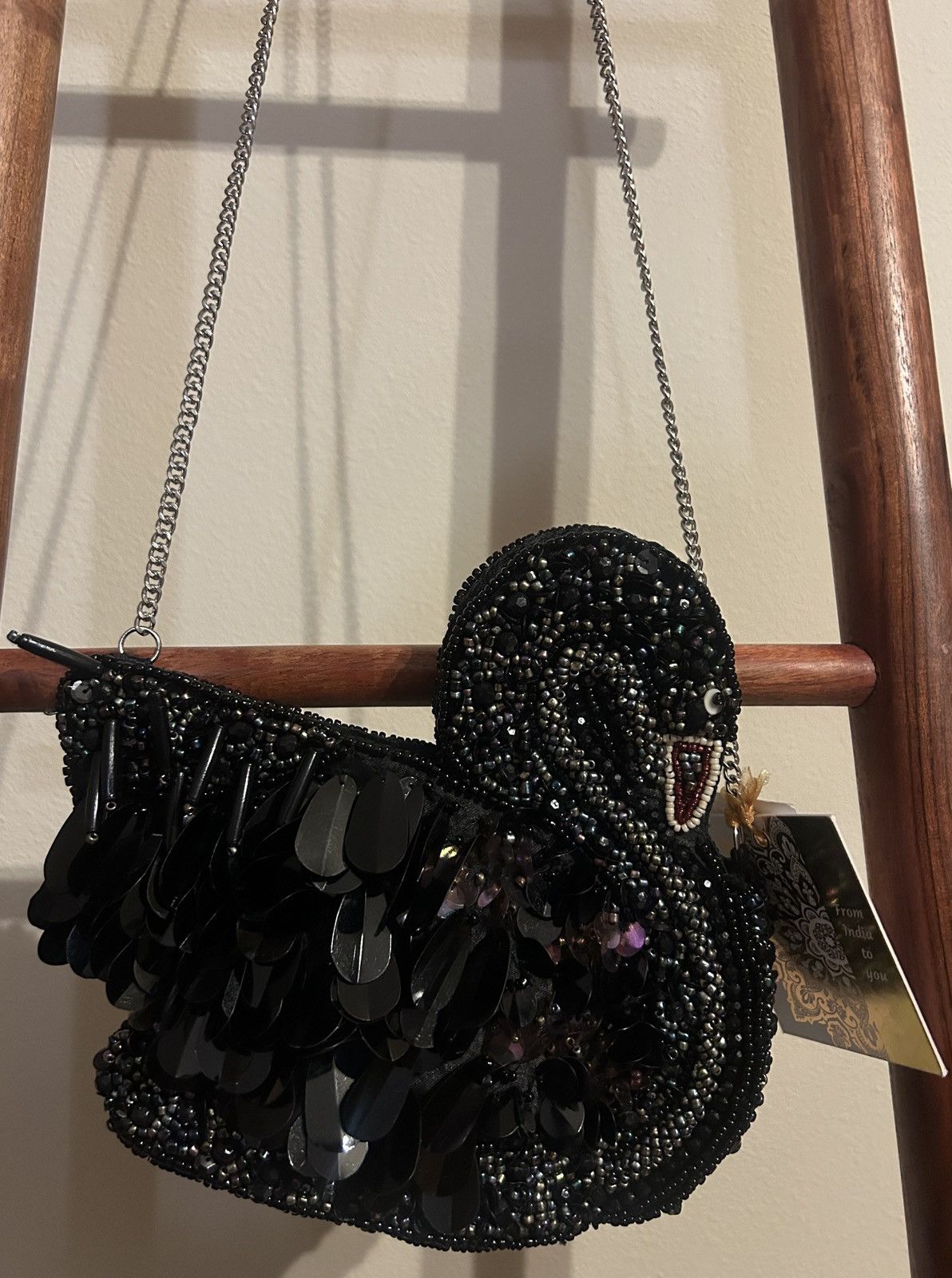 Other From India To You Black Swan Beaded Sequin Bag Crossbody Size ONE SIZE - 2 Thumbnail