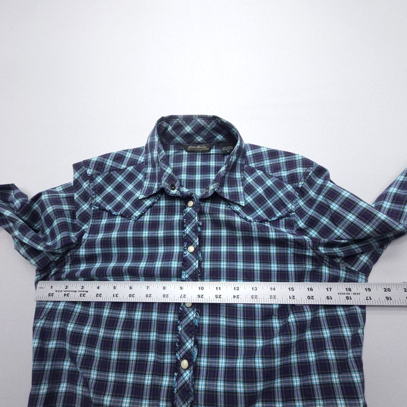 Eddie Bauer Eddie Bauer Shirt Womens Medium Plaid Western Fringe Long Sleeve Button-Up Pearl Snap Off? Size M / US 6-8 / IT 42-44 - 6 Thumbnail
