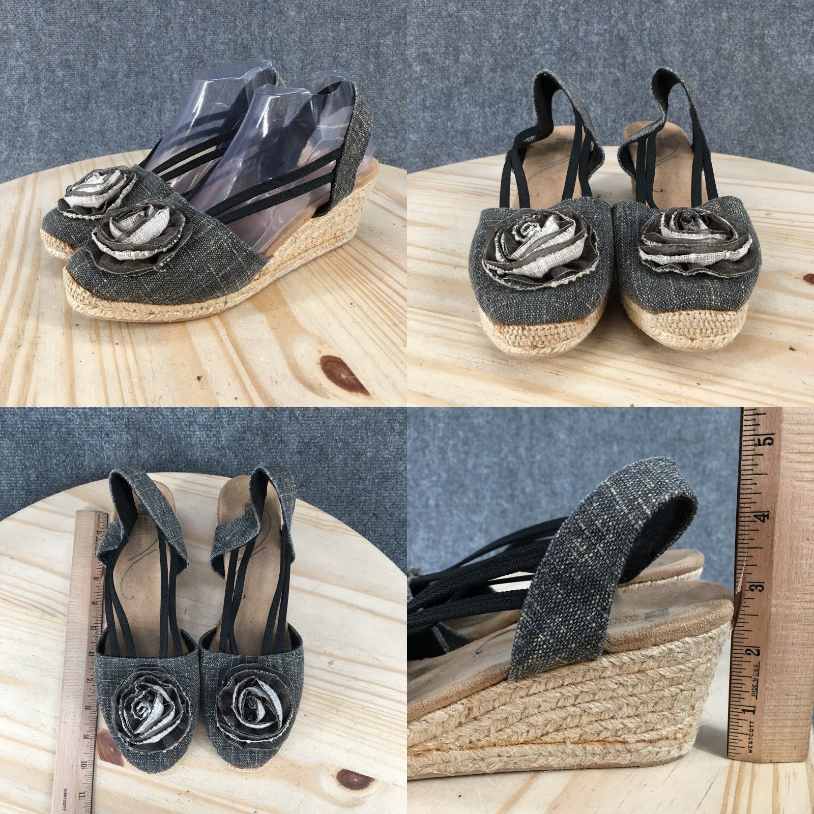 Vintage White Mountain Sandals Womens 9.5 M Serene Espadrille Gray Casual Wedge Heels Size US 10 / IT 40 - 8 Thumbnail