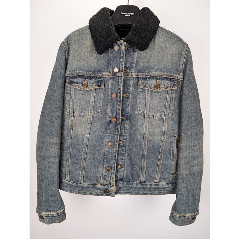 Saint Laurent Paris o1rshd1 Q:2 / Shearling Denim Jacket in Light Blue Size US XL / EU 56 / 4 - 2 Thumbnail
