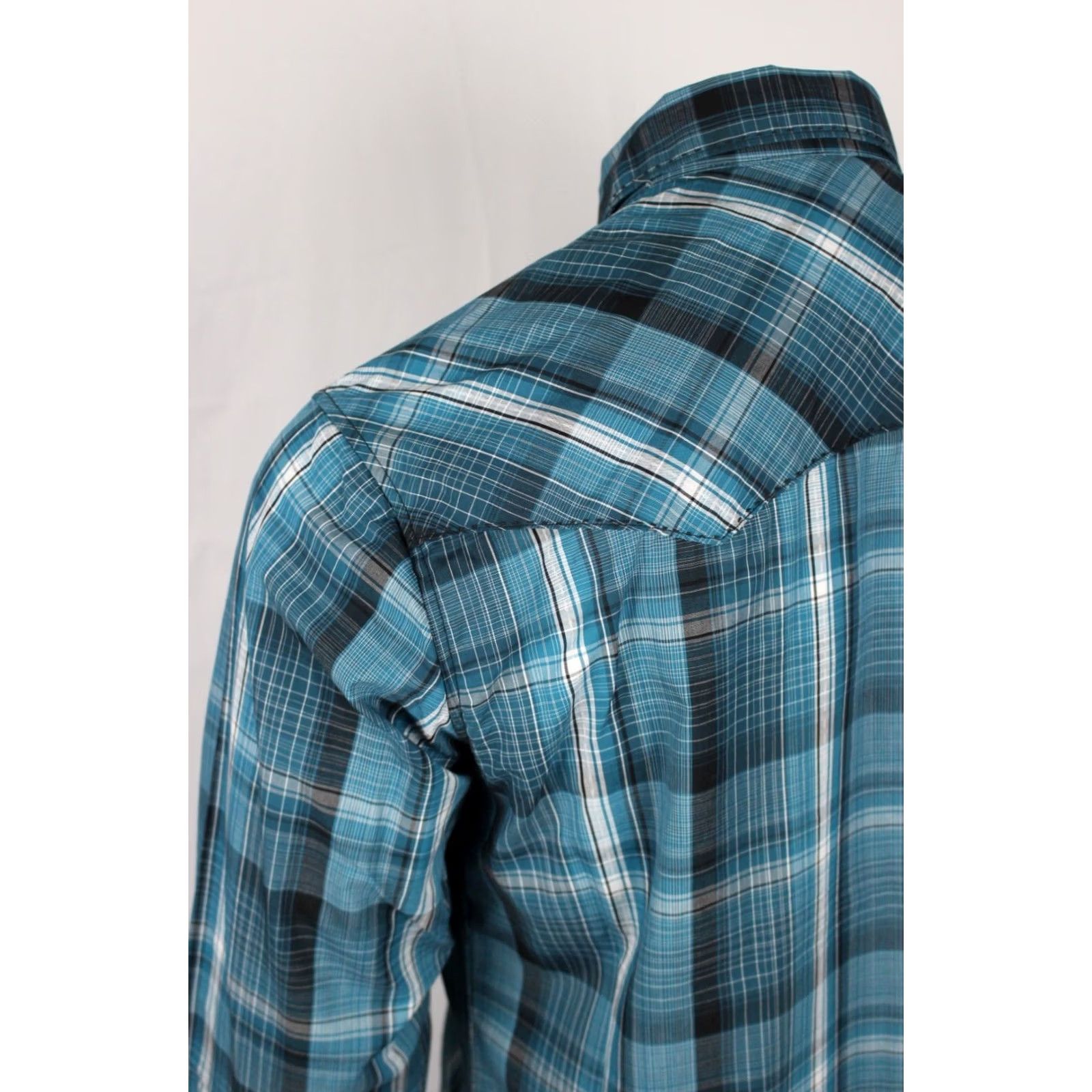 Wrangler Wrangler Men's Snap Button Western Shirt Long Sleeve Blue Plaid 2XL 112337991 Size US XXL / EU 58 / 5 - 3 Thumbnail