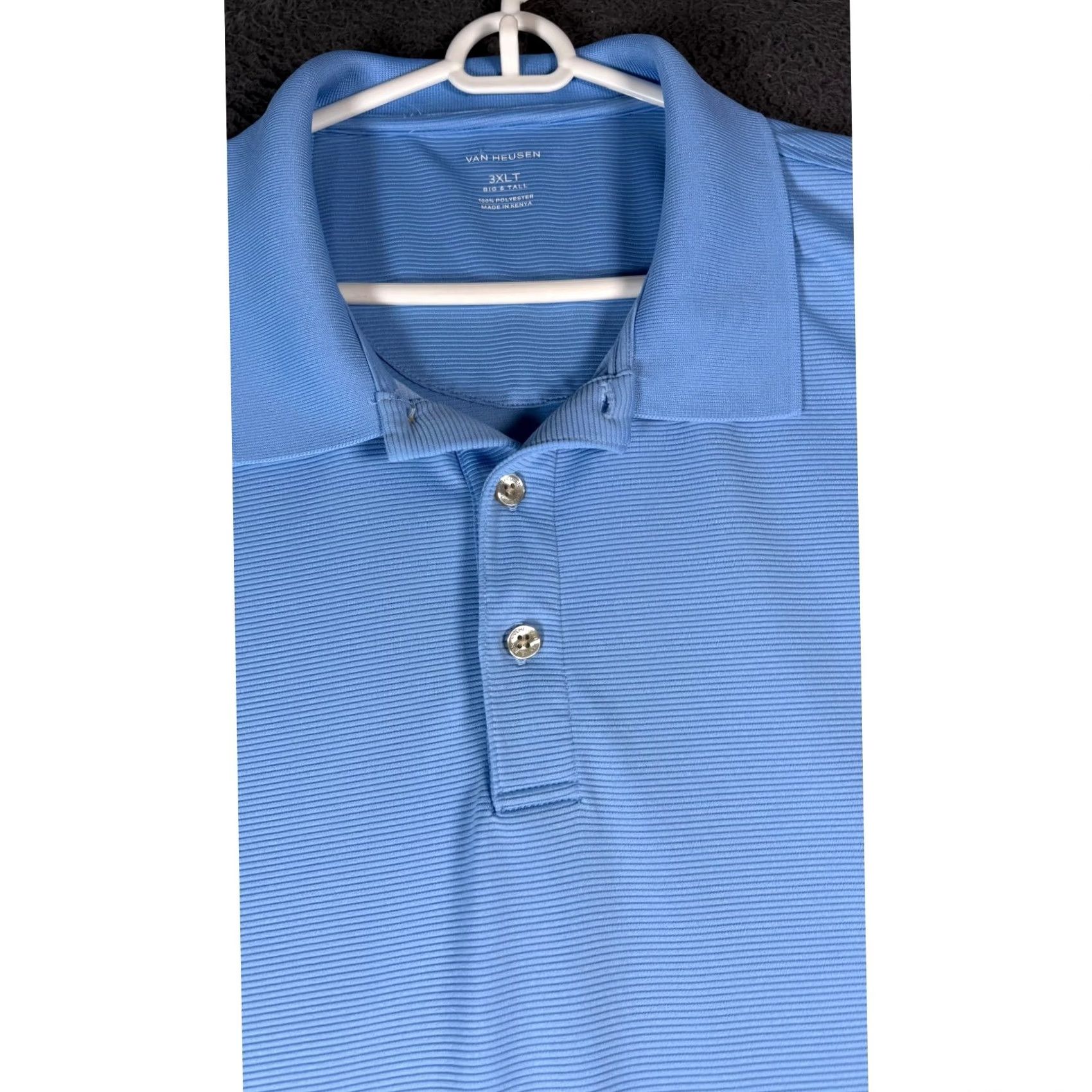 Van Heusen Van Heusen Polo Shirt 3XLT Big & Tall Striped Short Sleeve Blue Mens Shirt Size US XXL / EU 58 / 5 - 2 Thumbnail