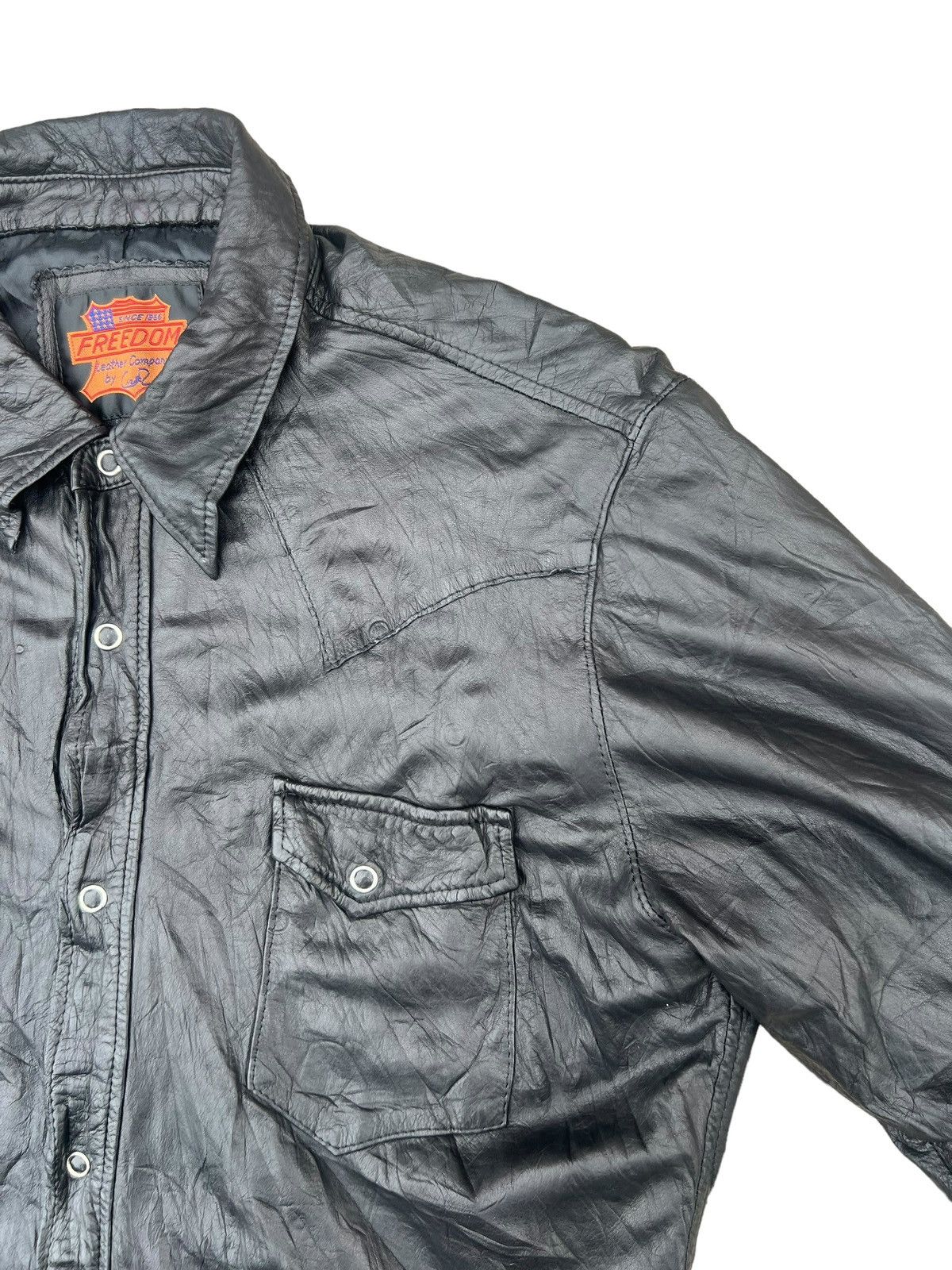 Leather Vintage Freedom Japan Black Cow Leather Western Shirt Size US M / EU 48-50 / 2 - 7 Thumbnail