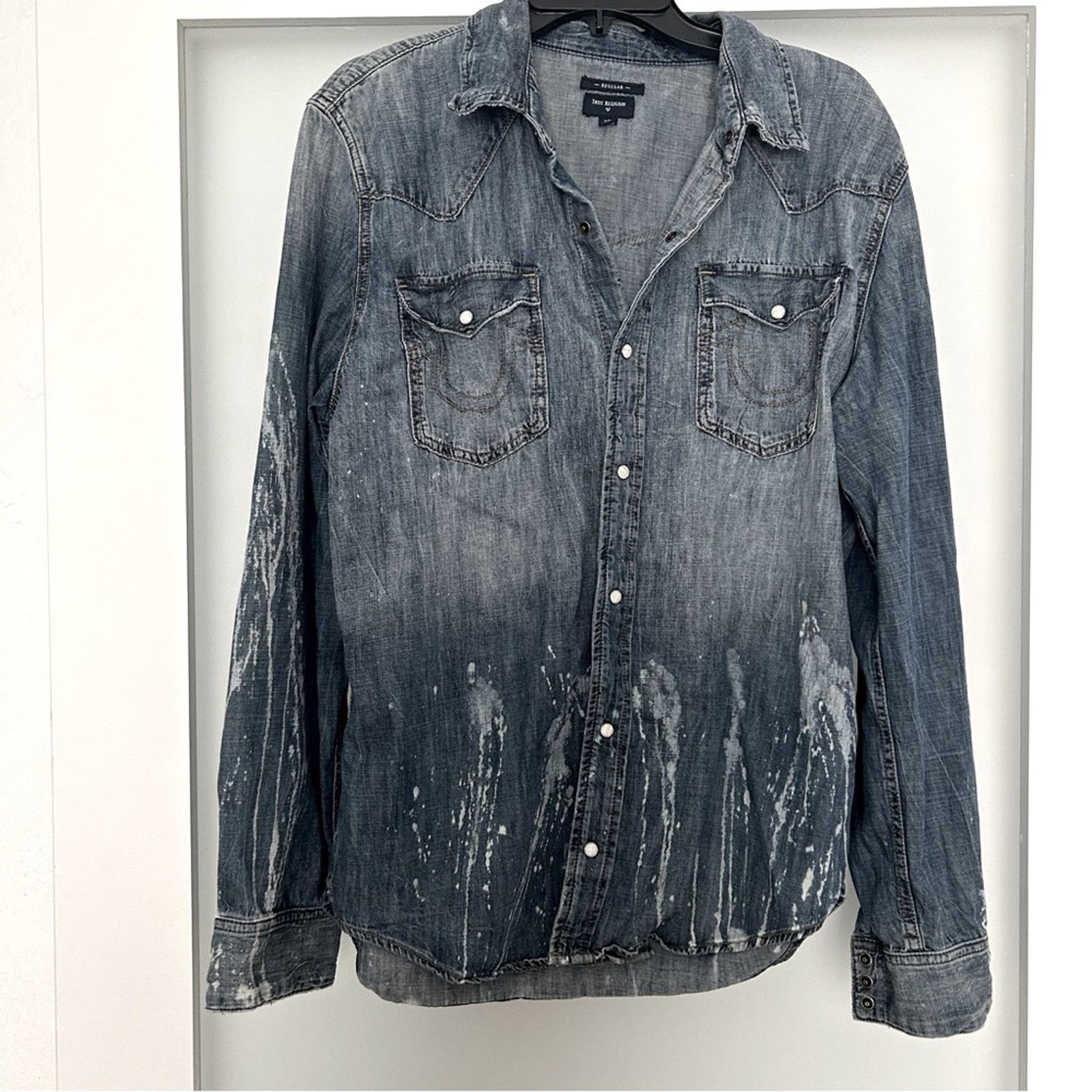 True religion Ryan western button down paint chambray top L
