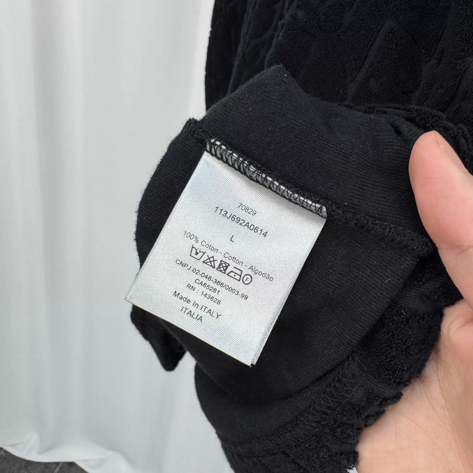 Dior Men's Black Oblique AOP Terry Tee L 99 New