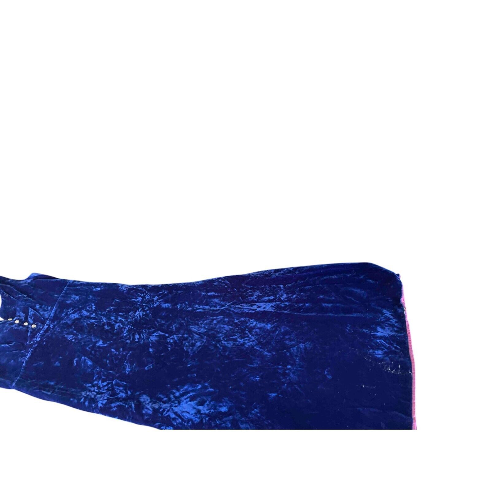 Other 1970's Vintage ILGWU Crushed Velvet Sleeveless Blue Dress Size XS / US 0-2 / IT 36-38 - 18 Thumbnail