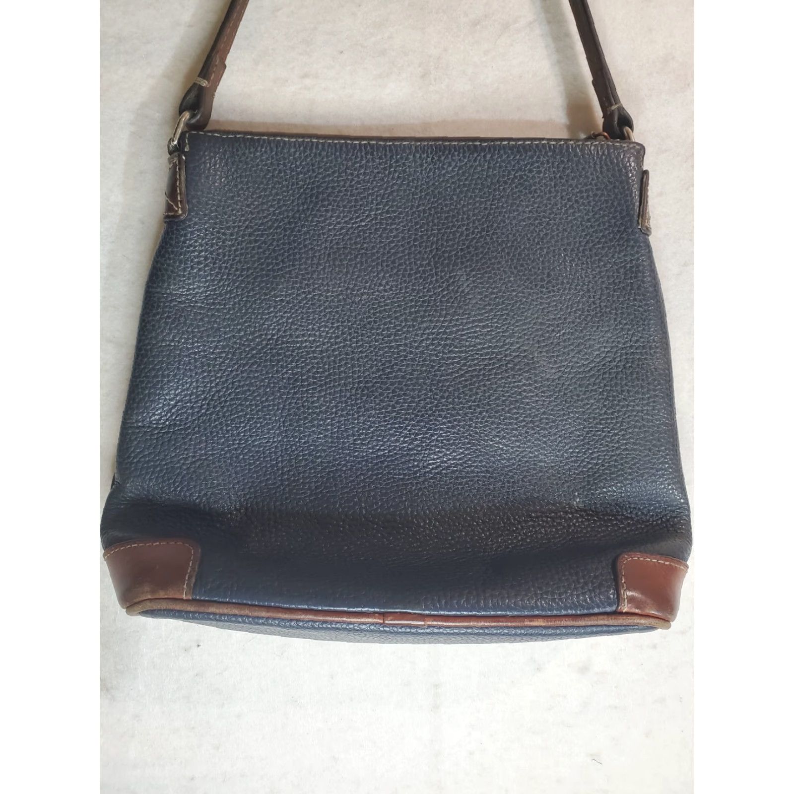 Dooney & Bourke VINTAGE Dooney & Bourke Signature Pebble Leather Crossbody Handbag - Aged Blue - Designer, Dooney & Bourke Bag, Crossbody, Leather, Pebbled, Womens Size ONE SIZE - 7 Thumbnail
