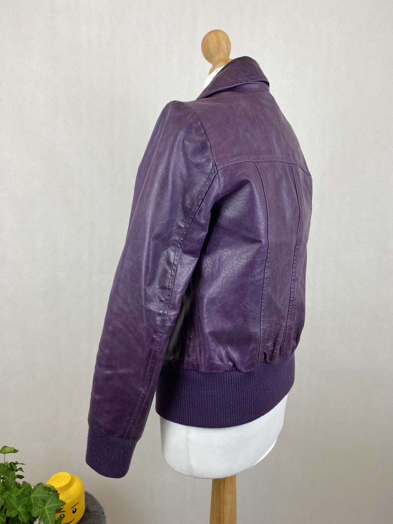 Genuine Leather × Vintage real leather jacket purple rare big pullers Size S / US 4 / IT 40 - 9 Thumbnail