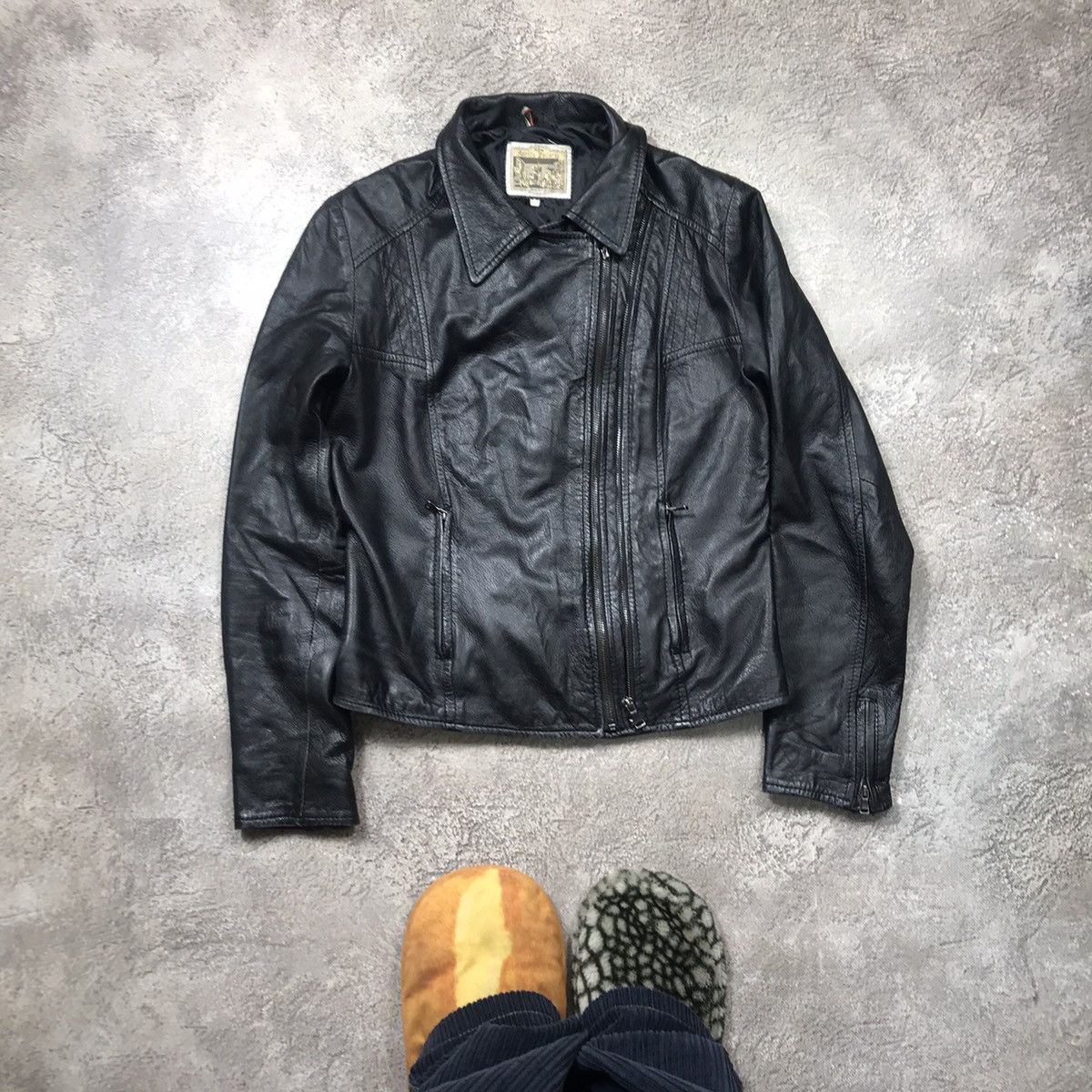 VINTAGE Y2K LEATHER JACKET JAPAN CASUAL STREETWEAR 90s