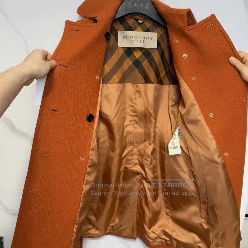 Burberry Burberry Orange Cotton Long Coat for Women. Size S / US 4 / IT 40 - 5 Thumbnail