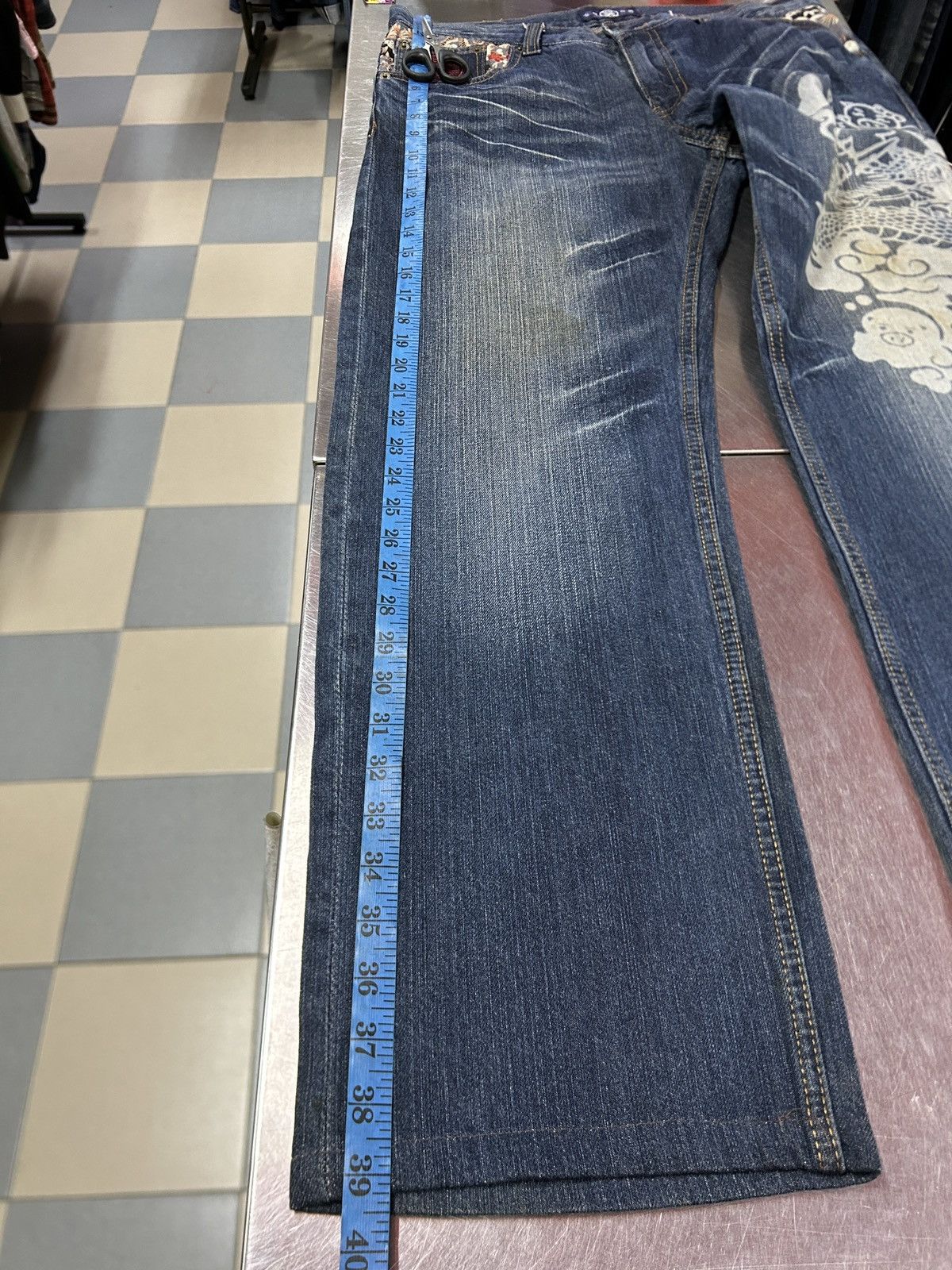 Japanese Brand Vintage Buden Karakuri Sukajan Dragon Baggy Jeans Size US 34 / EU 50 - 21 Thumbnail
