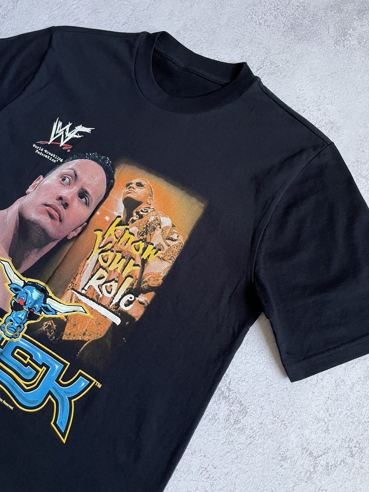 WWE WWF THE ROCK “Know Your Role” 2000 New Tee Men’s M L Size US M / EU 48-50 / 2 - 2 Thumbnail