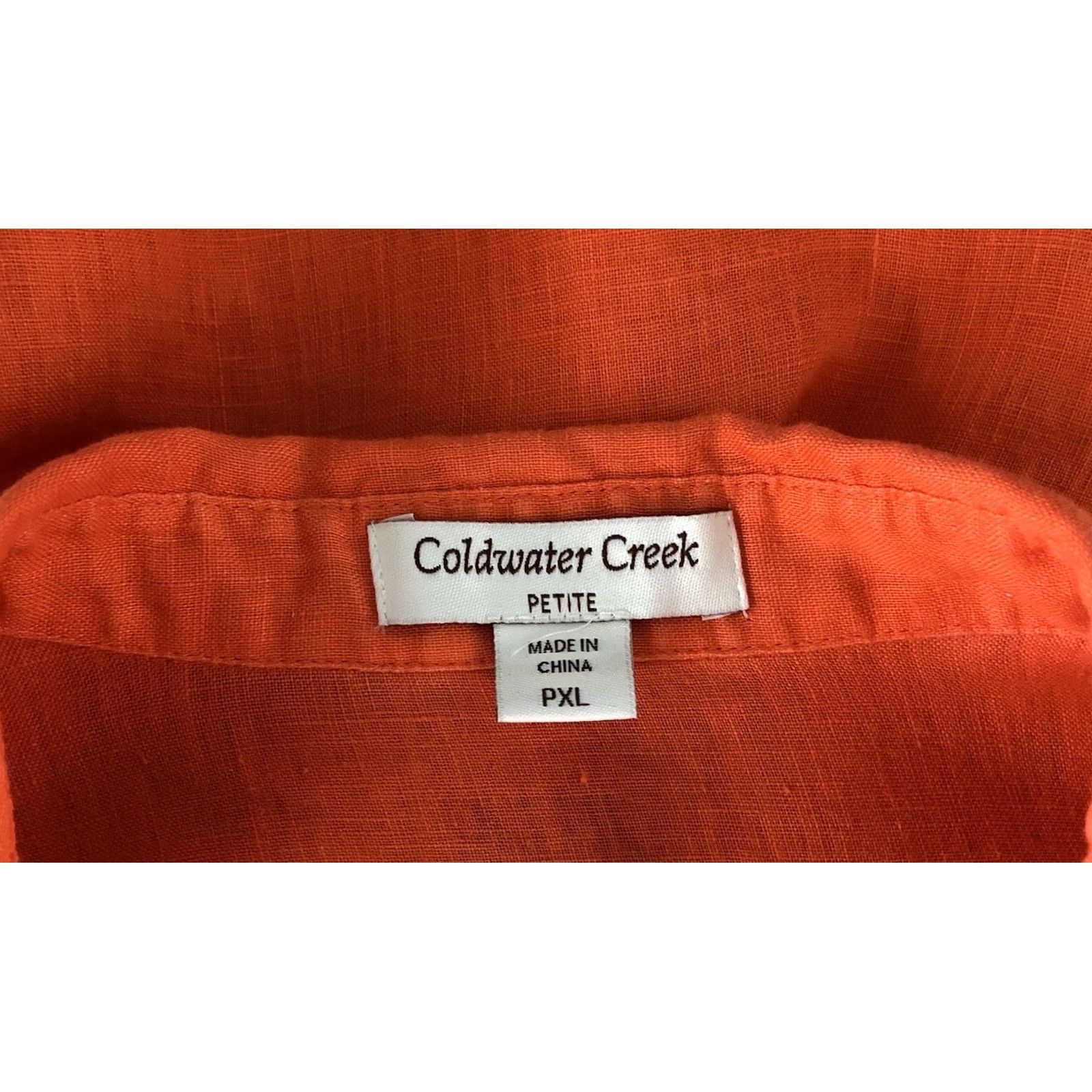 Coldwater Creek ColdwWater Creek Linen Top PXL Orange ButtonUp 3/4 Sleeve Slits Colorful Office Linen Solid Shirt Womens Size XL / US 12-14 / IT 48-50 - 4 Thumbnail