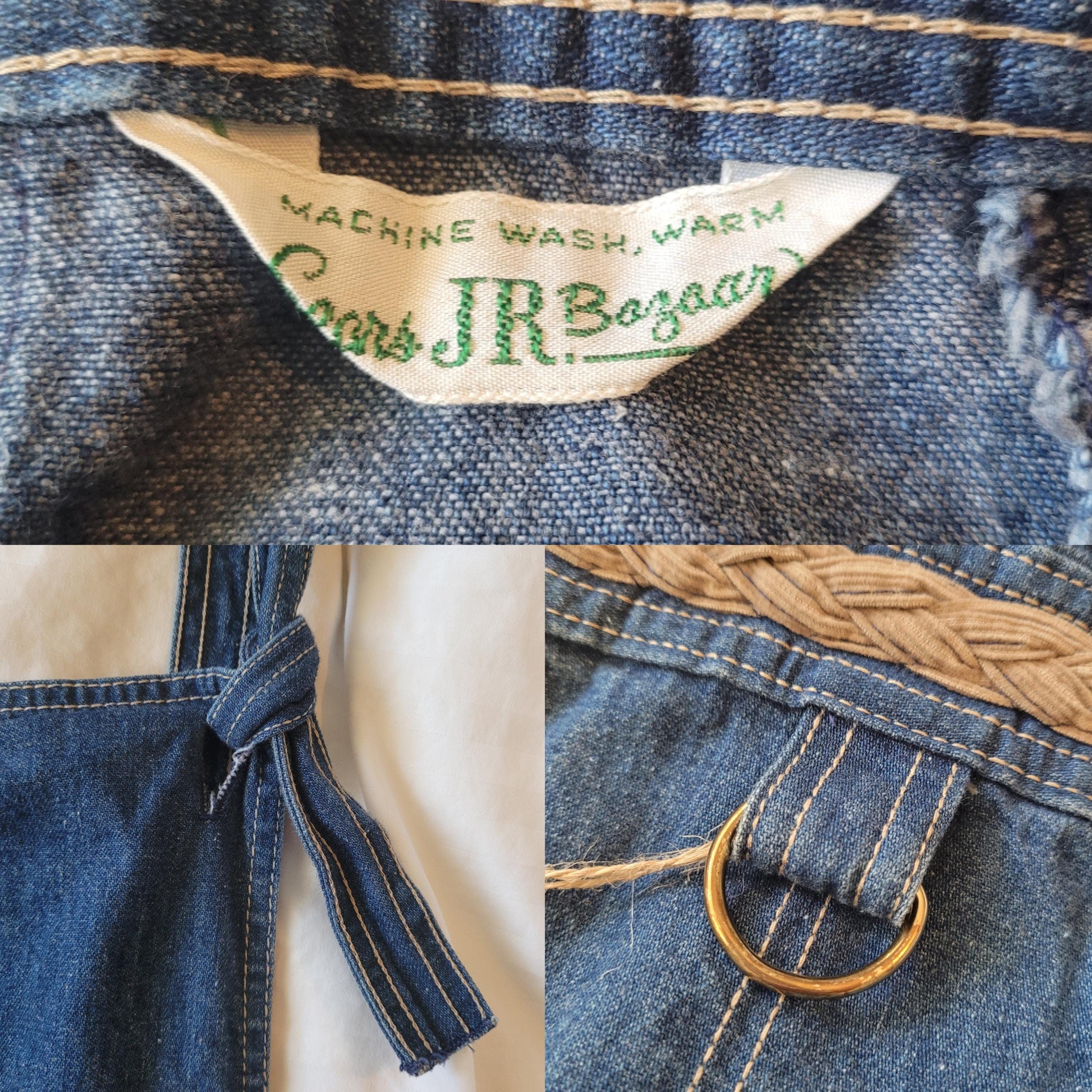 Sears Vintage 70s Jr Bazaar Flared Denim Jumpsuit Bib Overalls Size 27" / US 4 / IT 40 - 5 Thumbnail