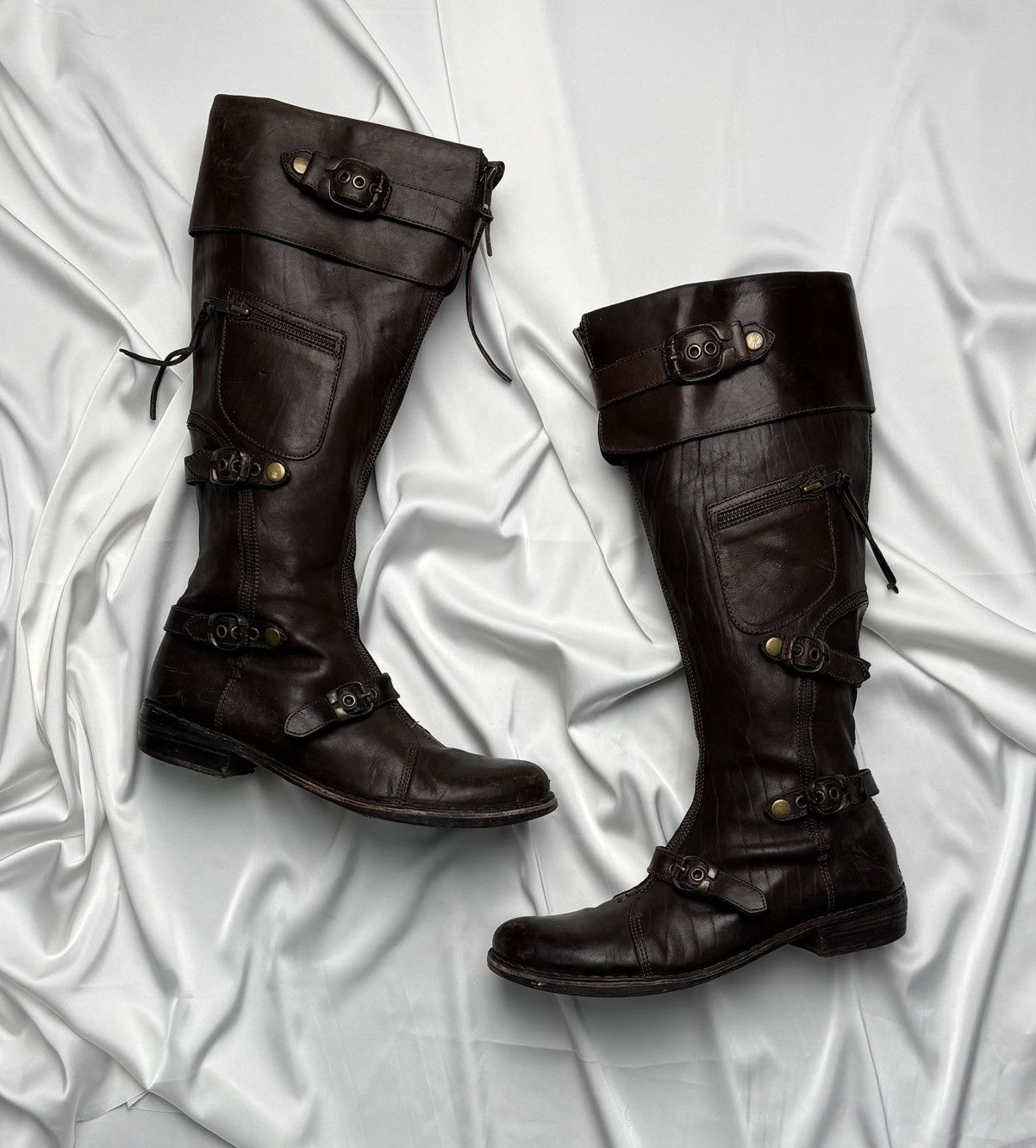 Vintage Vintage leather super rare boots with buckles and zippers Size US 9 / IT 39 - 1 Thumbnail