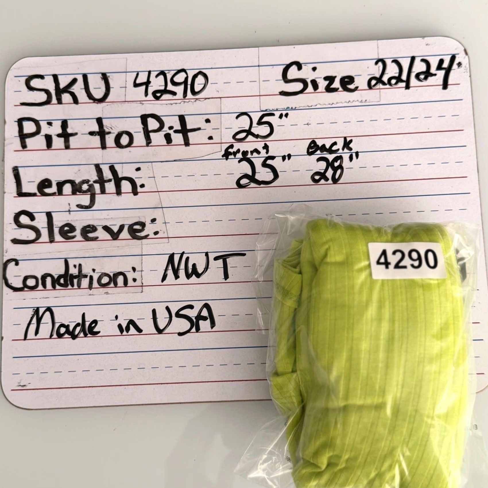 Vintage NWT Ashley Stewart Tank Top Lime Neon Ribbed Scoop Neck 22W 3X Plus Size Sleeveless Summer USA Made Womens Size 3XL / US 20-22 - 7 Thumbnail