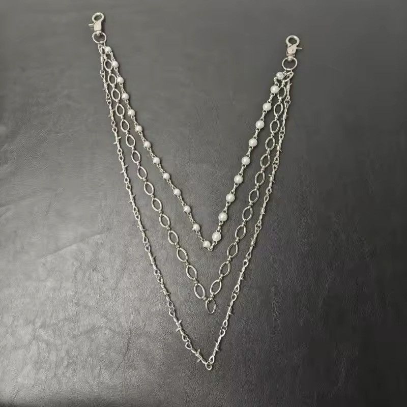 Other Silvery Rivet Three Layers Concise Pants Waist Chain Size ONE SIZE - 3 Thumbnail