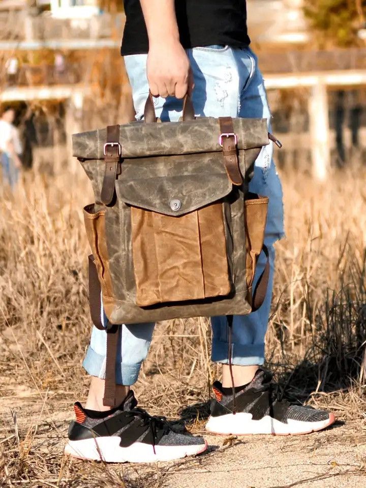 Canvas Leather Travel Backpack