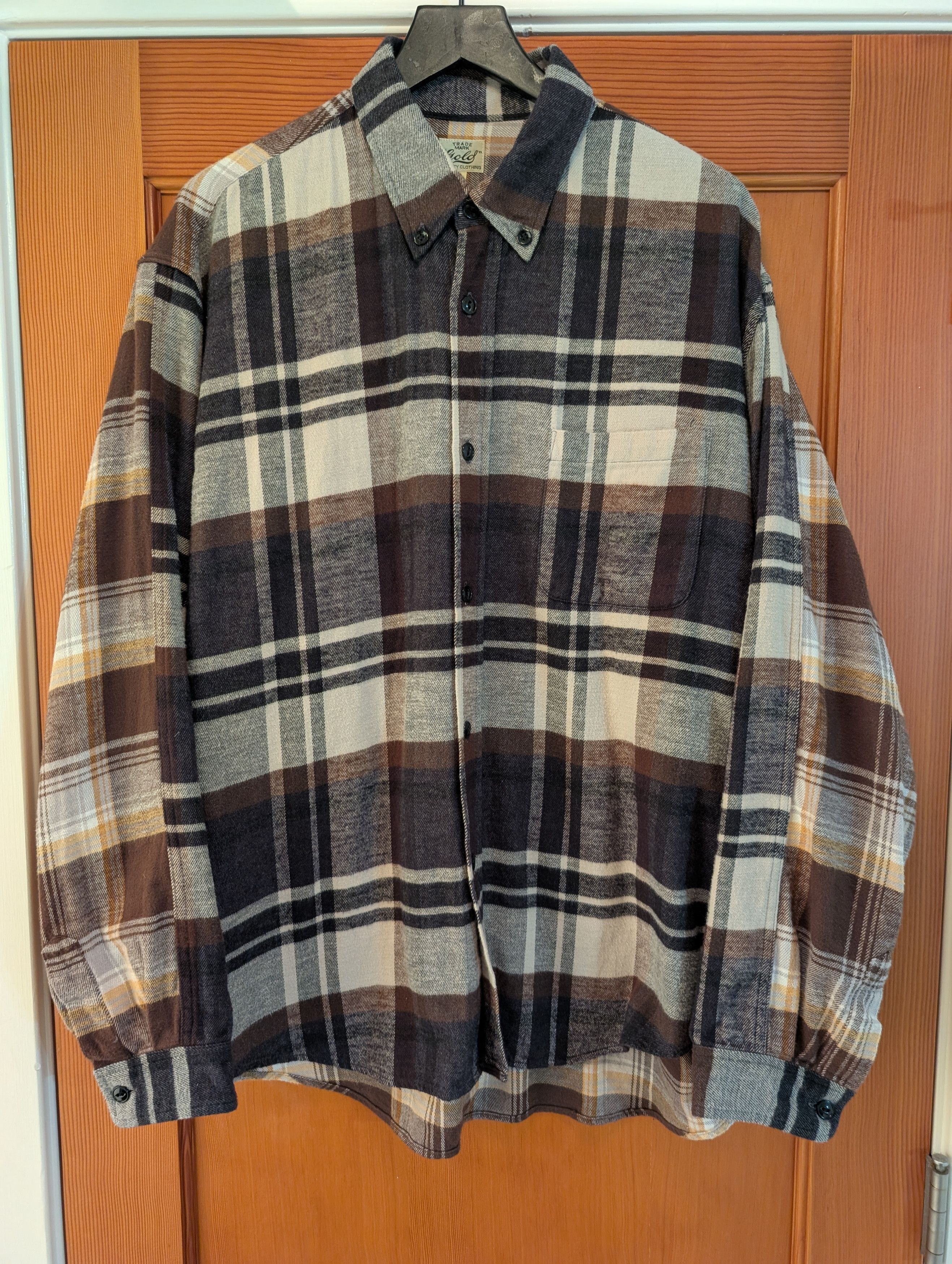 Toyo Enterprises Gold Cotton Nel Check Switch BD Shirt Size US L / EU 52-54 / 3 - 2 Thumbnail