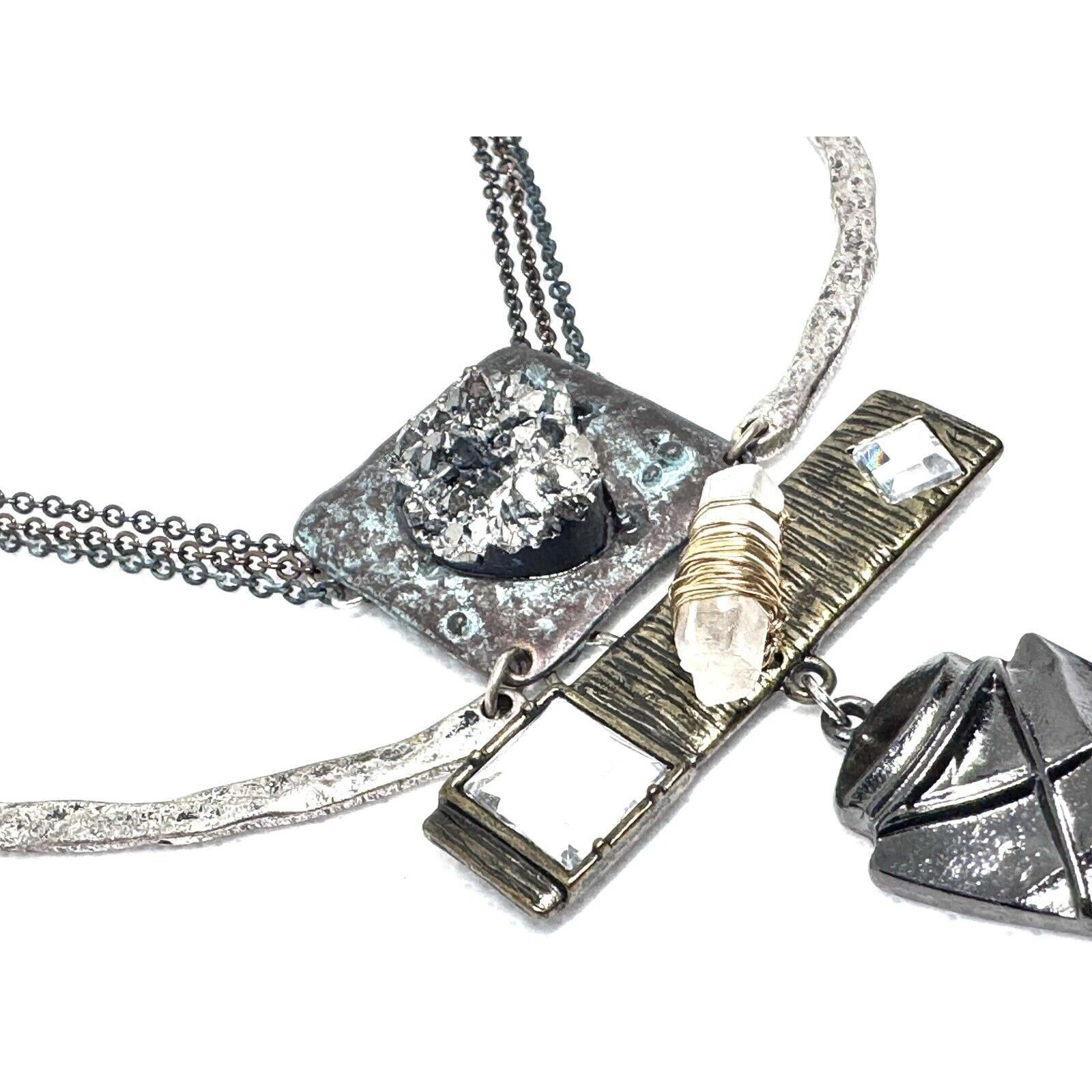 Other VINTAGE! VERY UNIQUE SILVER MULTIMEDIA QUARTZ NECKLACE Size ONE SIZE - 3 Thumbnail