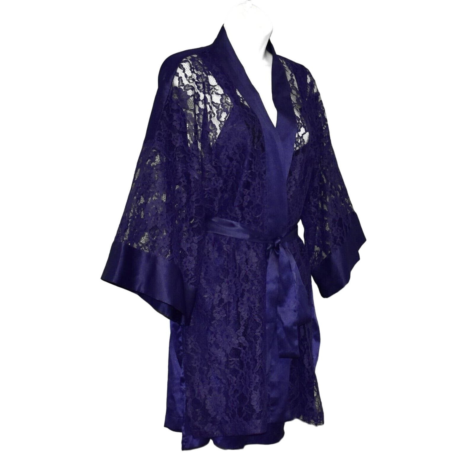 Victoria's Secret VICTORIA'S SECRET Floral Satin Dress Lace Robe 2 Pc Set Sz M Size ONE SIZE - 2 Thumbnail