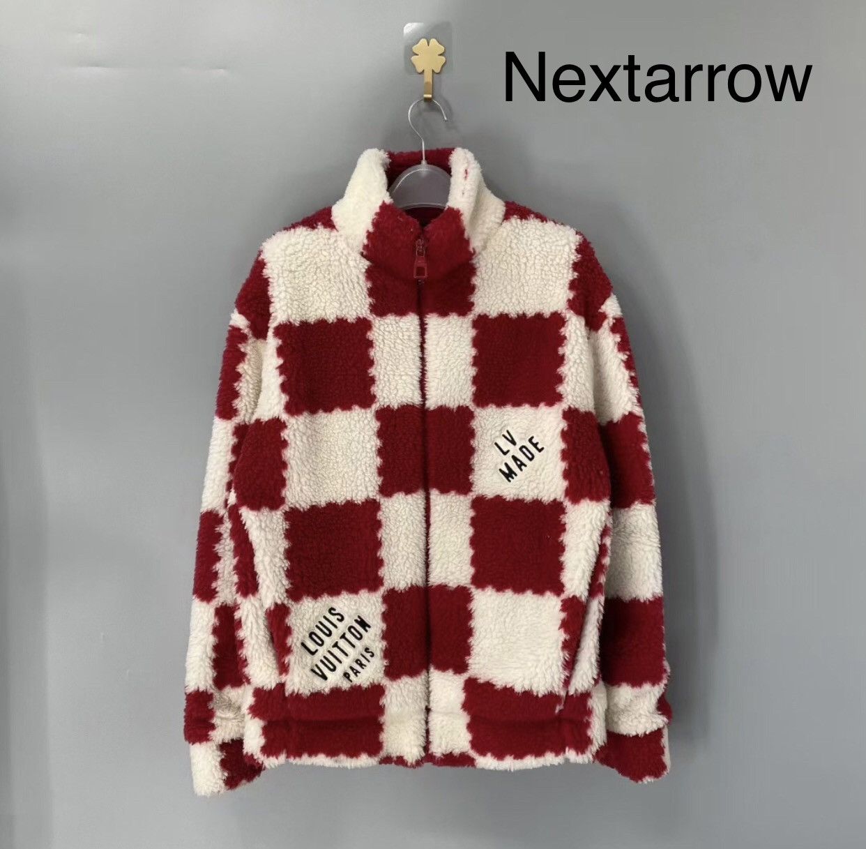 Louis Vuitton Louis Vuitton Lv Nigo Red and White Checkered Teddy Jacket Size US S / EU 44-46 / 1 - 1 Thumbnail