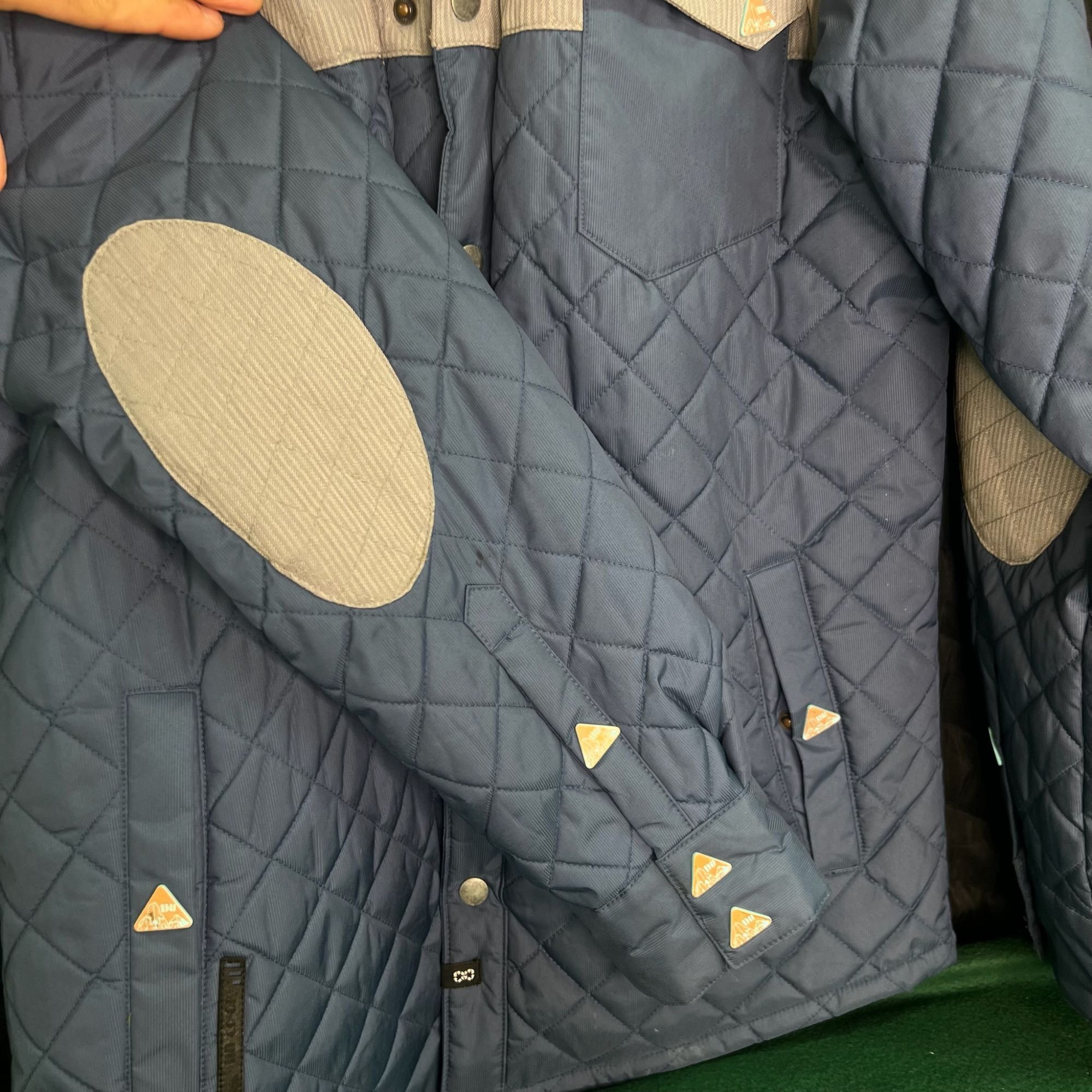 Other Ini Cooperative Blue & Grey Quilted Jacket With Hood & Snap Size US S / EU 44-46 / 1 - 7 Thumbnail