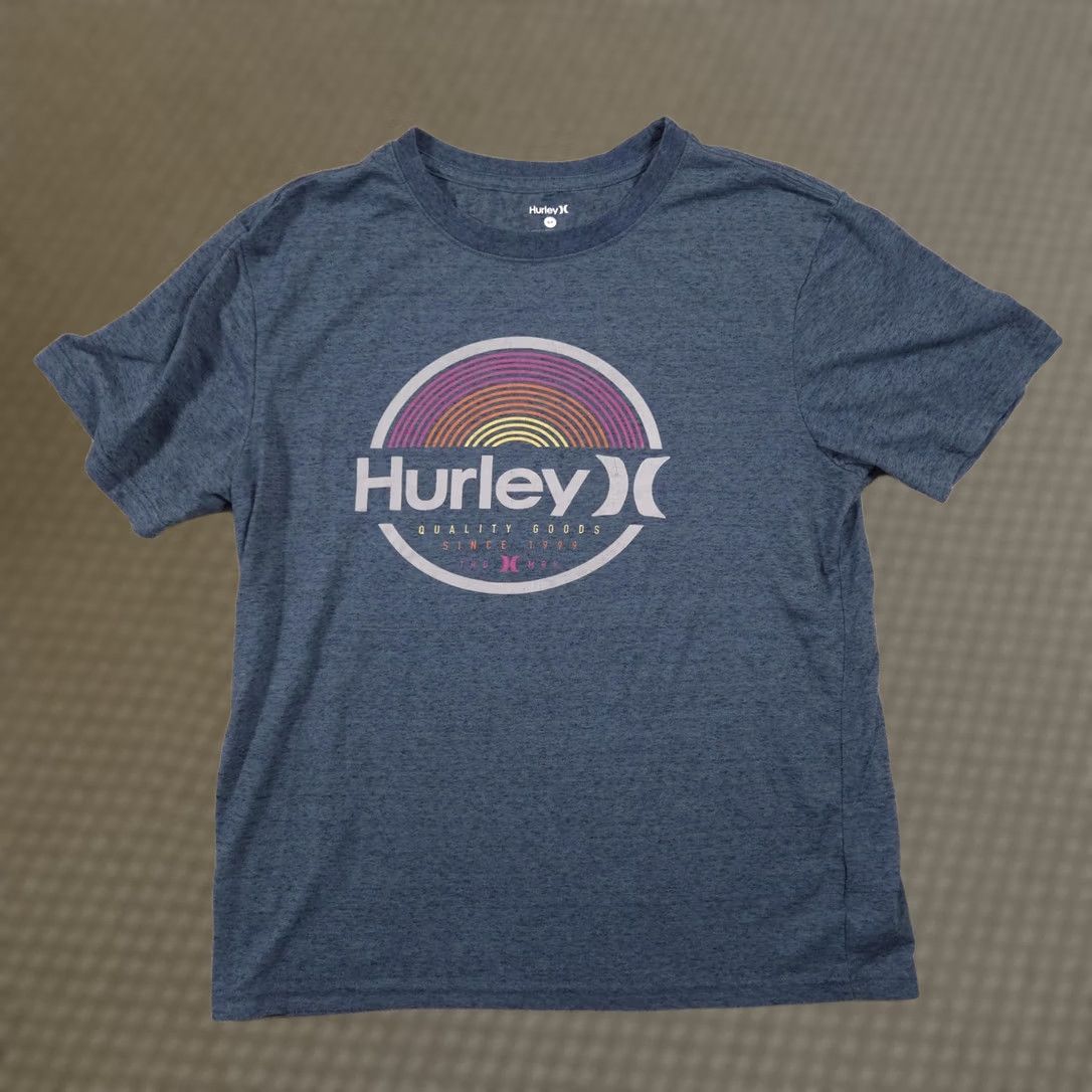 Hurley VINTAGE Hurley Shirt Mens Small Blue Circle Logo Graphic Tee Surf Retro Rainbow Tagless Tee Size US S / EU 44-46 / 1 - 1 Thumbnail