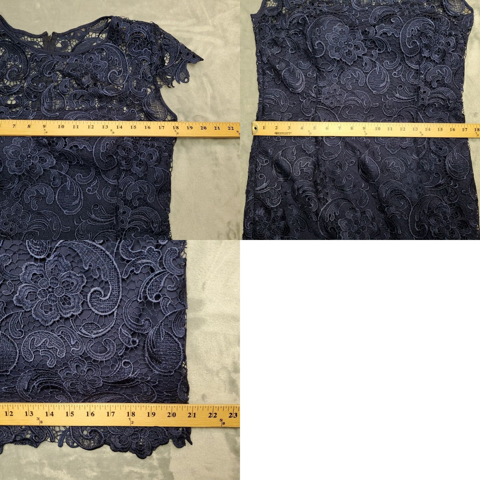 Vintage Floral Crocheted Dress Womens L Blue Lace Overlay Whimsigoth Witchy Y2K Retro Dress Size L / US 10 / IT 46 - 9 Thumbnail