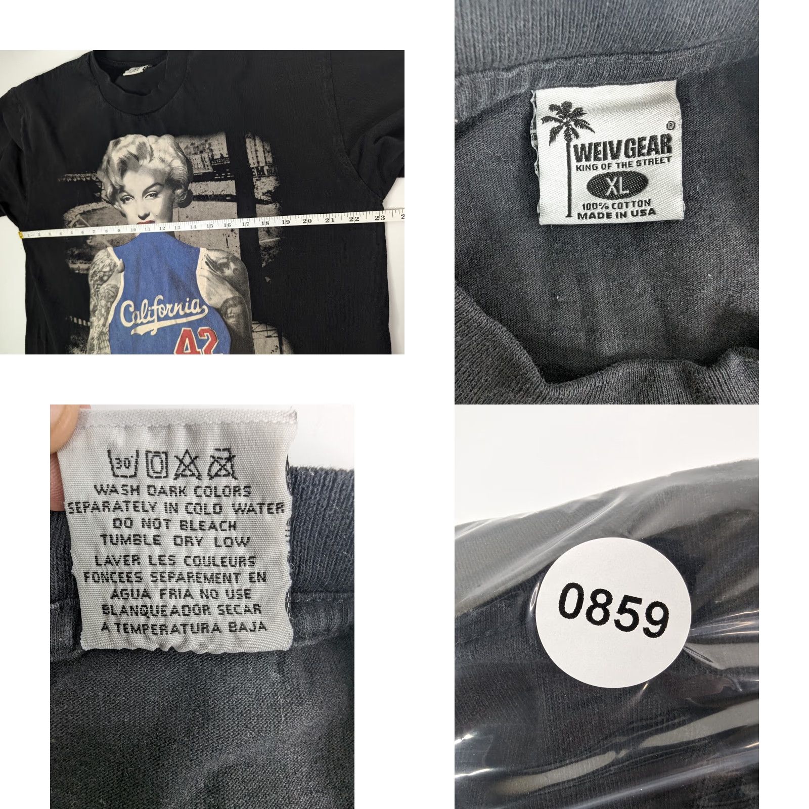 Vintage Weiv Gear California 42 Legend Short Sleeve T-Shirt Men’s XL Black Meet California Theme Shirts Mens XL Size US XL / EU 56 / 4 - 8 Thumbnail
