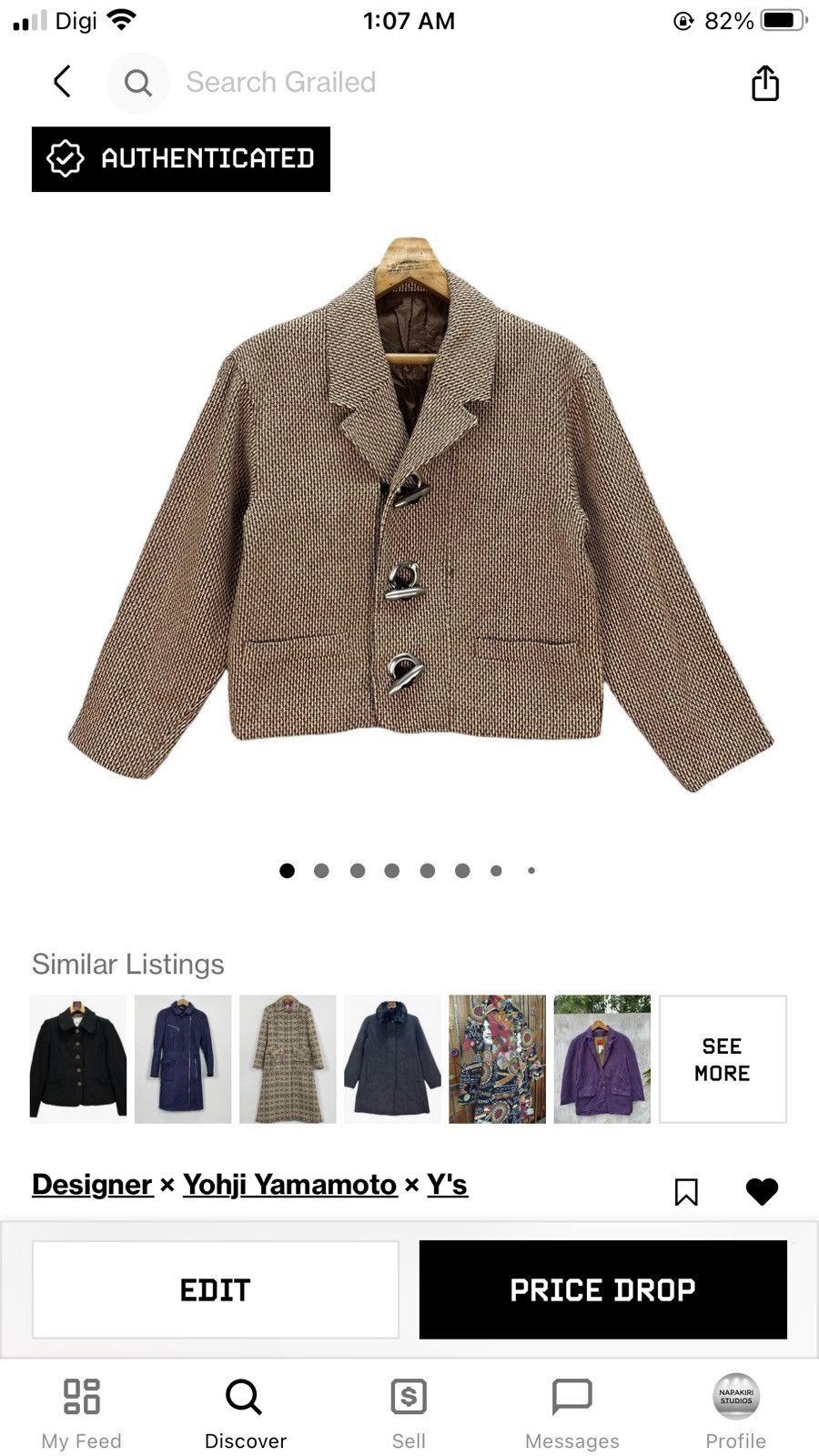 Y's Y'S BIS TOGGLE BUTTON CROP JACKET #8269-219 Size M / US 6-8 / IT 42-44 - 12 Thumbnail