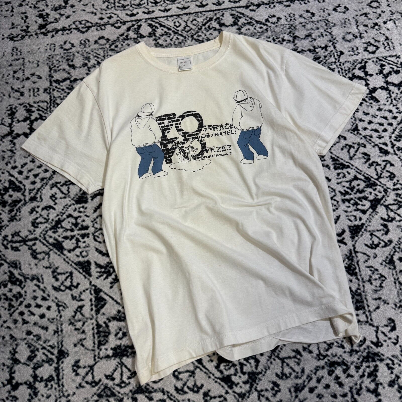 Vintage Vintage Stedman White Cotton T-Shirt Size L Graffiti Size US L / EU 52-54 / 3 - 3 Thumbnail