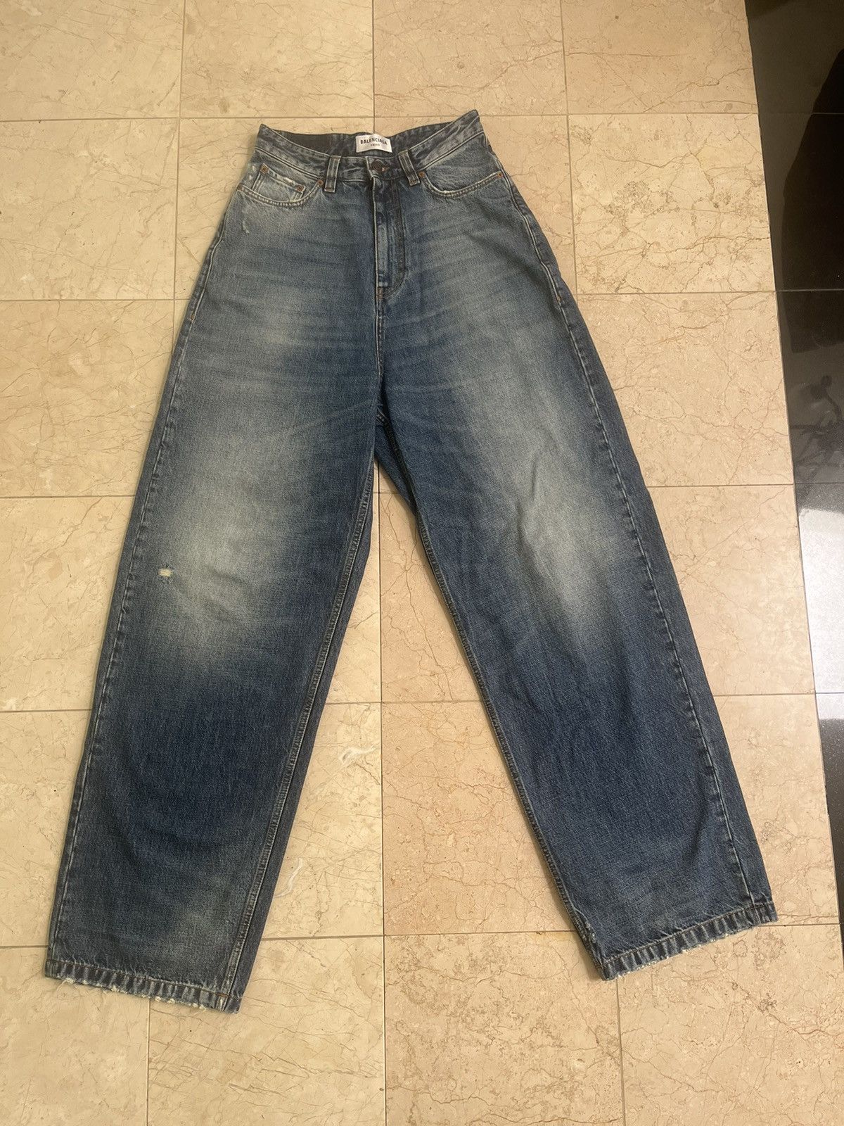 image of Balenciaga Pull Up Pants in Blue, Men's (Size 30)