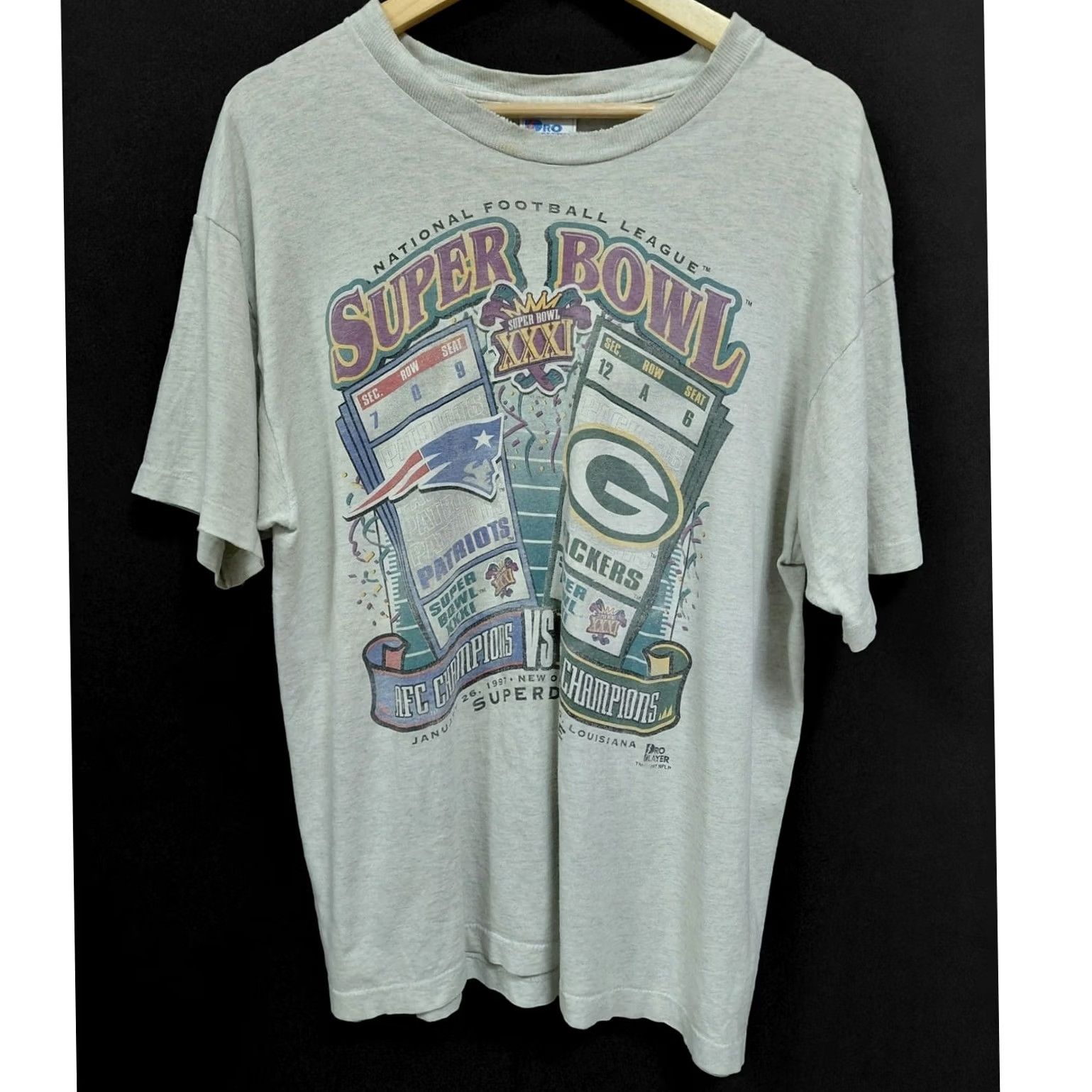 Pro Player VINTAGE Pro Player Super Bowl XXXI T-Shirt Gray Graphic Print Knit Short Size L Mens Size US L / EU 52-54 / 3 - 2 Thumbnail