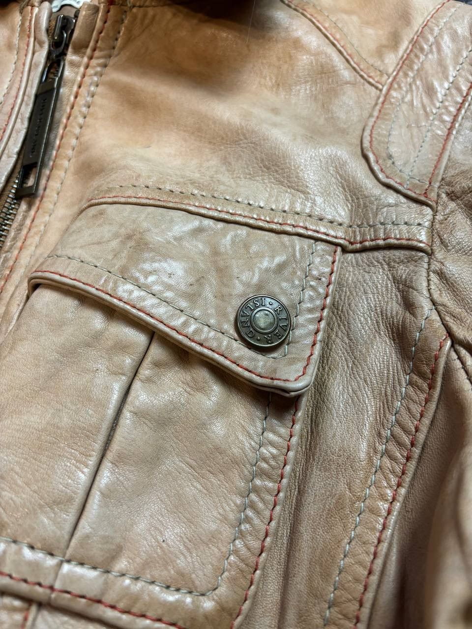 River Island Vintage Y2K River Island Leather Knitted Avantgarde Jacket Size XL / US 12-14 / IT 48-50 - 2 Thumbnail