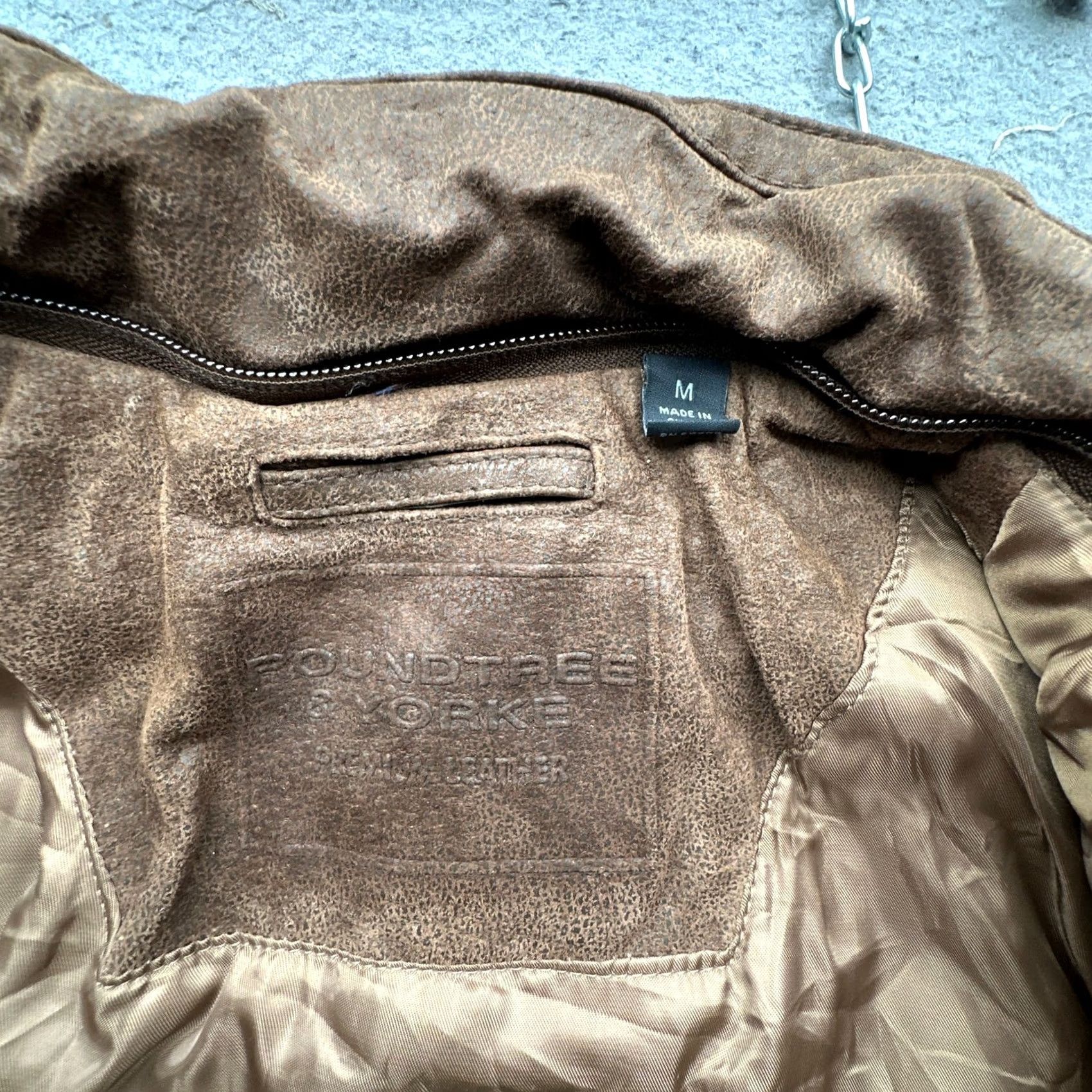 Roundtree & Yorke Roundtree & Yorke Suede Leather Jacket Mens M Lined Brown Full Zip Bomber Jacket Size US M / EU 48-50 / 2 - 3 Thumbnail