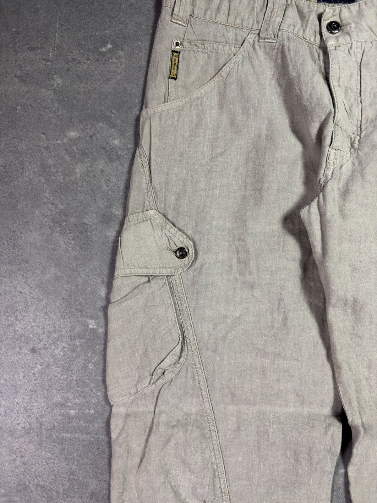 Armani 00s Armani Jeans Linen Flared Wide Leg Assymetrical Pants 32 Size US 32 / EU 48 - 4 Thumbnail