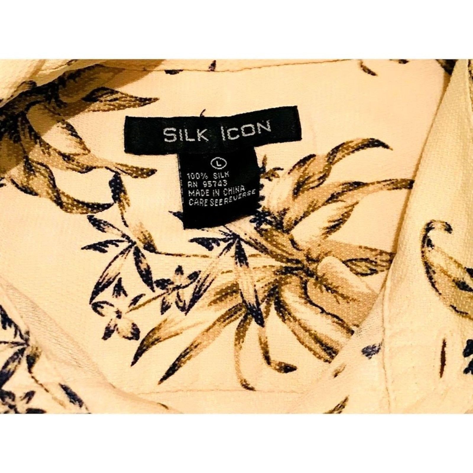 The Unbranded Brand Vintage Silk Icon Mens Shirt 100% Silk Palm Trees Beige L Size US L / EU 52-54 / 3 - 4 Thumbnail