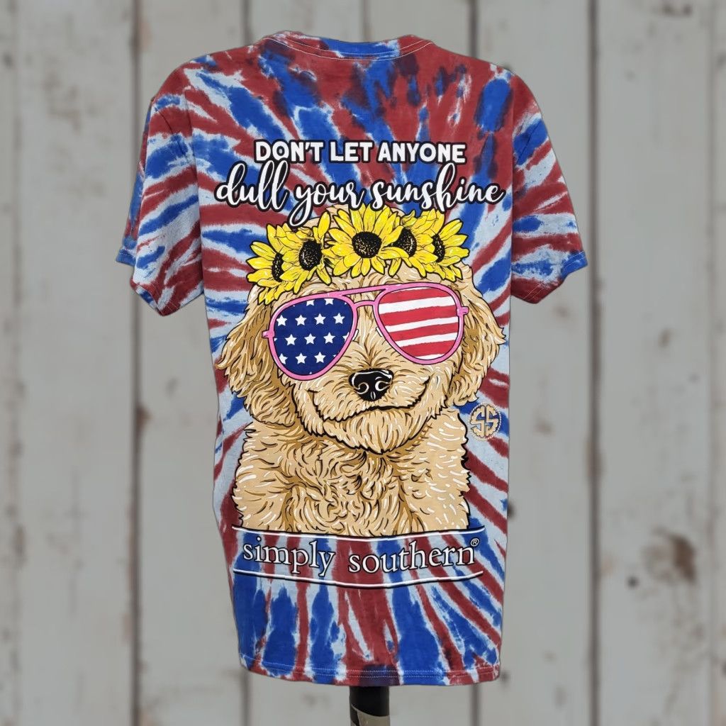 Vintage Simply Southern T-Shirt Women’s Size S Short Sleeve Patriotic Tie Dye Dog Daisy Women's Shirt Casual Summer Size S / US 4 / IT 40 - 1 Thumbnail