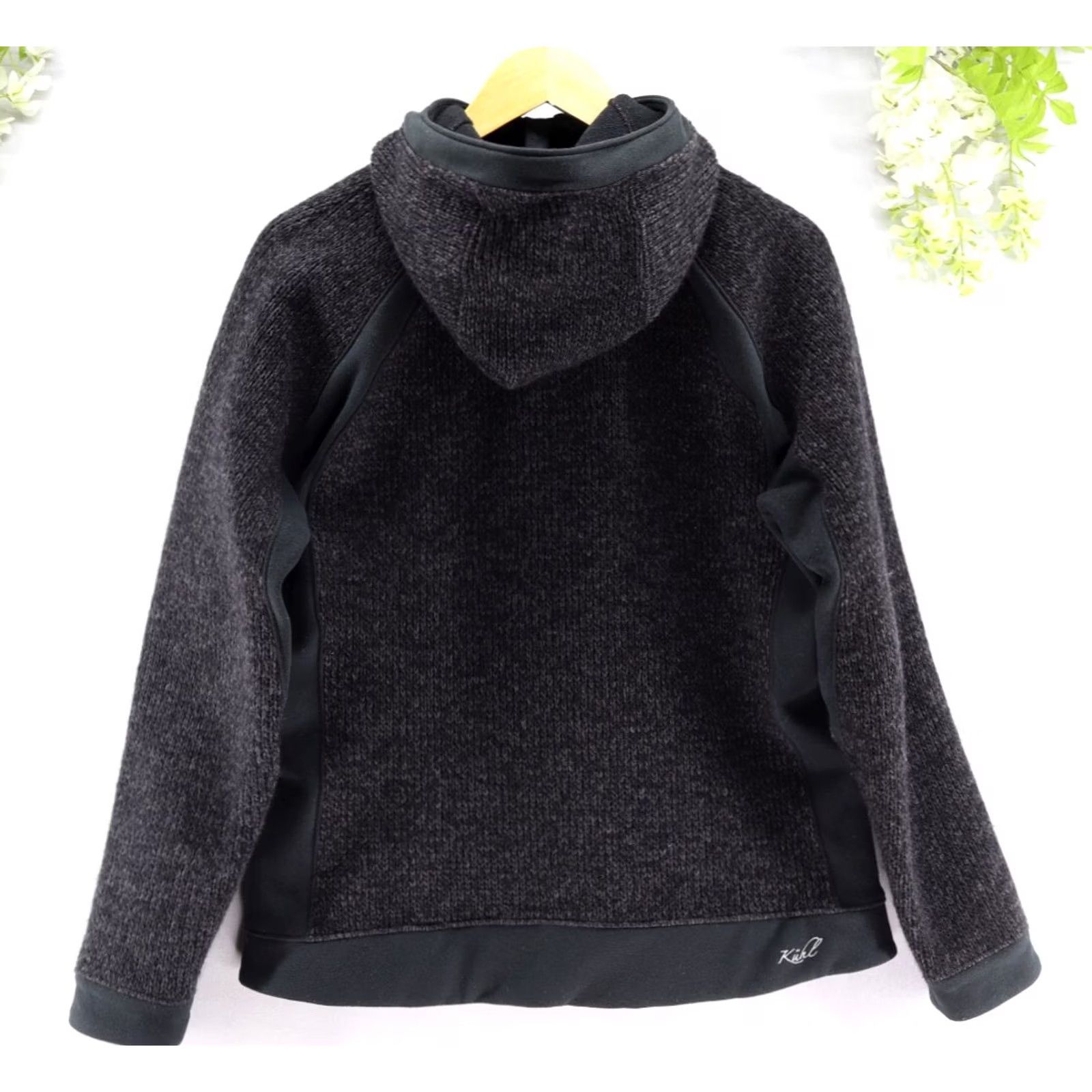 Vintage Kuhl Stout Women's Jacket Hooded Full Zip Fleece Wool Blend Black Sz L Size L / US 10 / IT 46 - 3 Thumbnail
