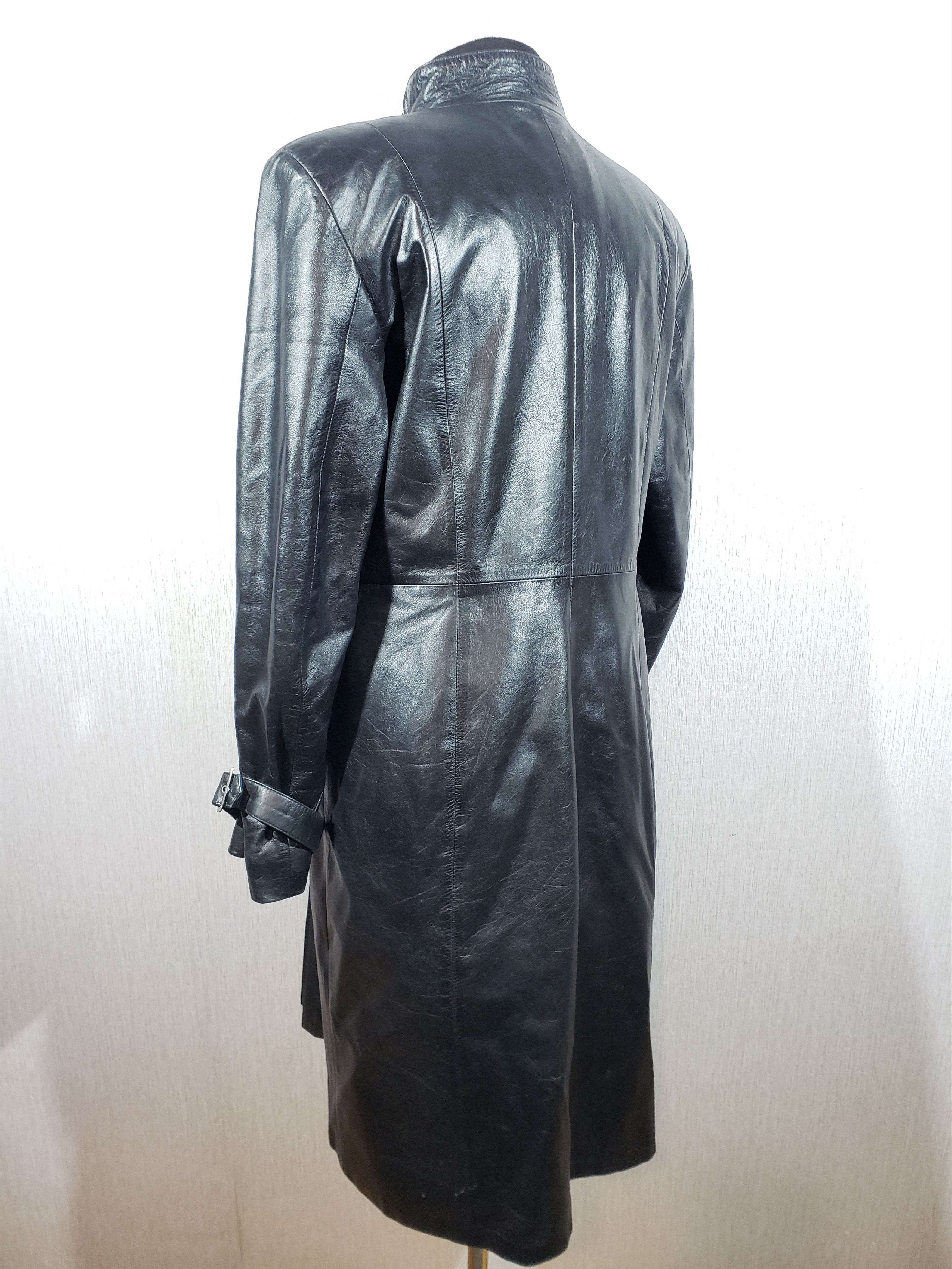 Other Women's black leather long jacket. Size XL / US 12-14 / IT 48-50 - 6 Thumbnail