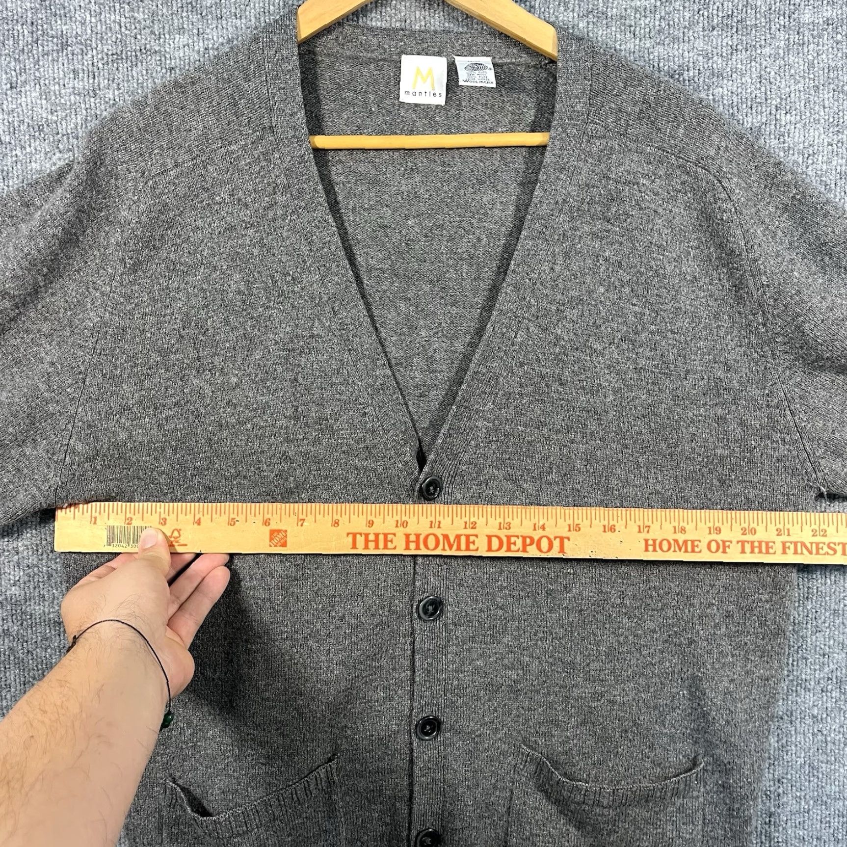 Vintage Mantles Mens Medium Cardigan Sweater 100% Wool Gray Vintage 90s Fair Isle Knit Collared Pockets Size US M / EU 48-50 / 2 - 2 Thumbnail