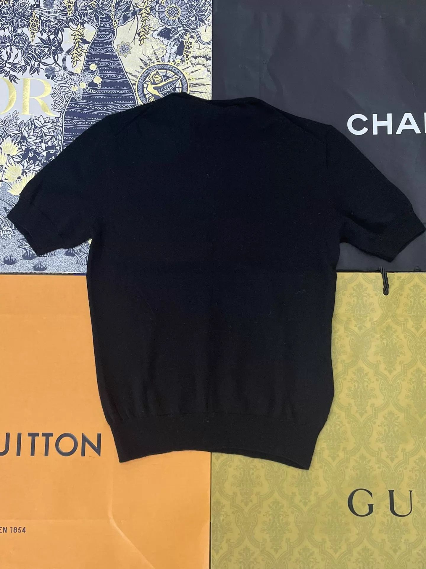 Prada Prada Black Wool Short-Sleeve Top Women's 36 New Size XS / US 0-2 / IT 36-38 - 3 Thumbnail